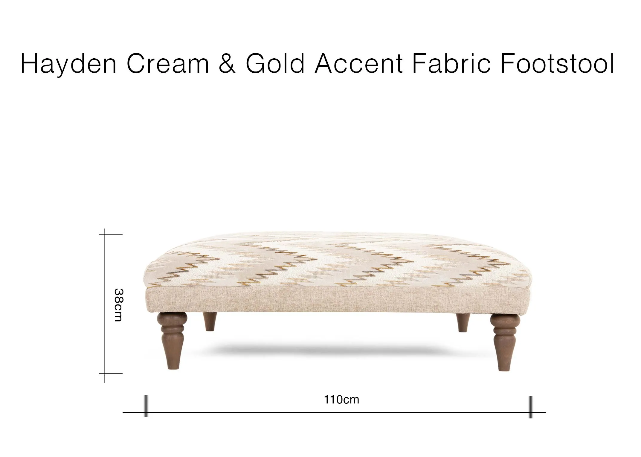 A dimension image fo the Hayden Footstool with 110cm x 35cm
