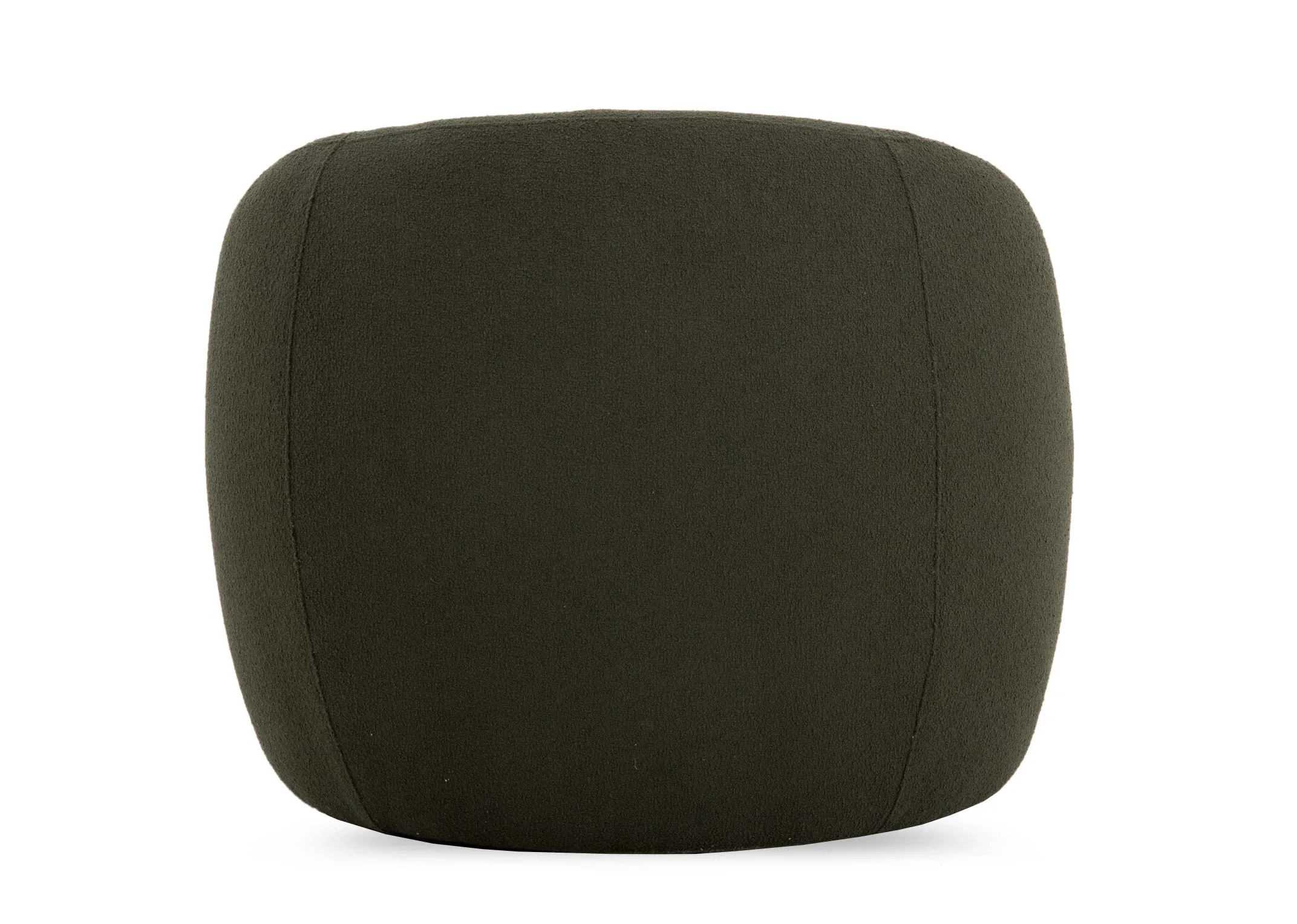 A green boucle fabric accent chair from EZ Livings Florance Range. Back view of curved shape.