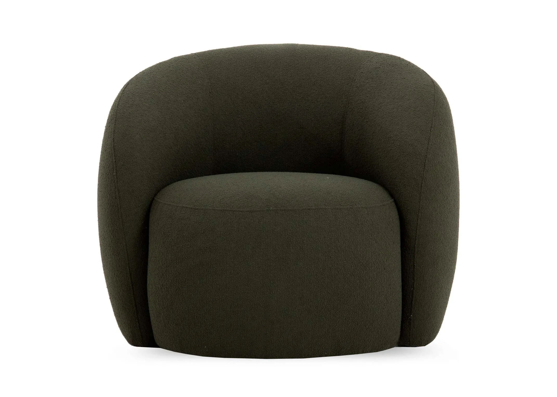 A green boucle fabric accent chair from EZ Livings Florance Range.Front view of thick tub chair