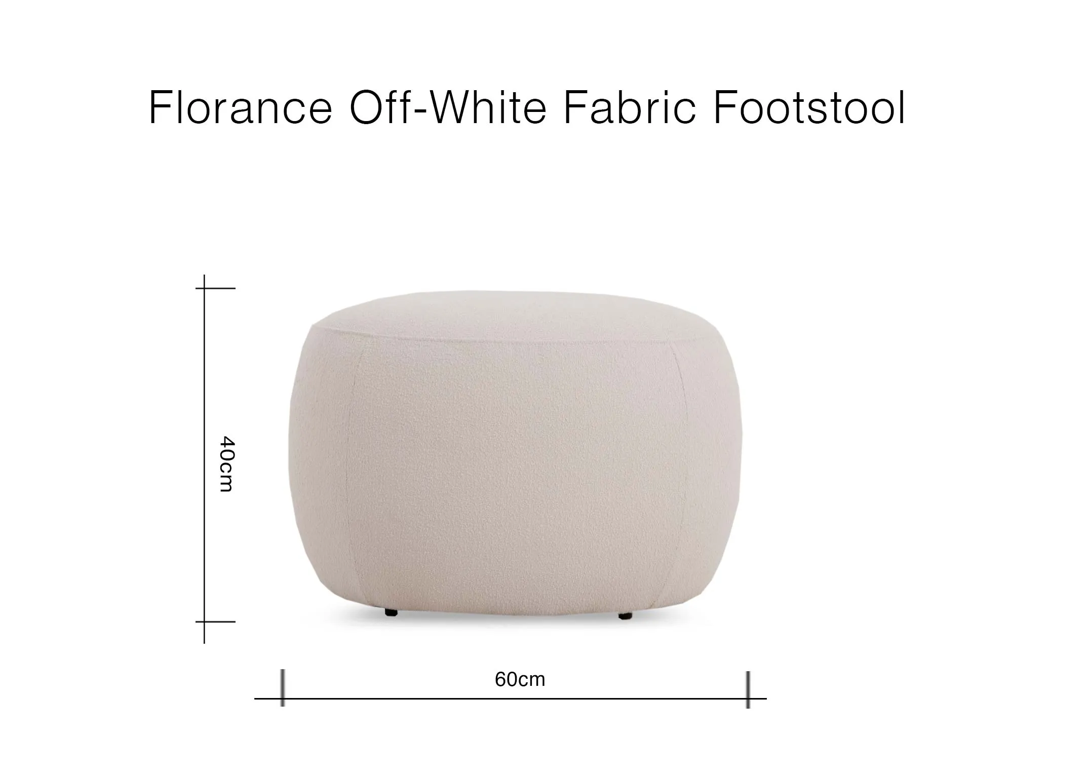 A dimension image of the Florance footstool with 60cm x 40cm