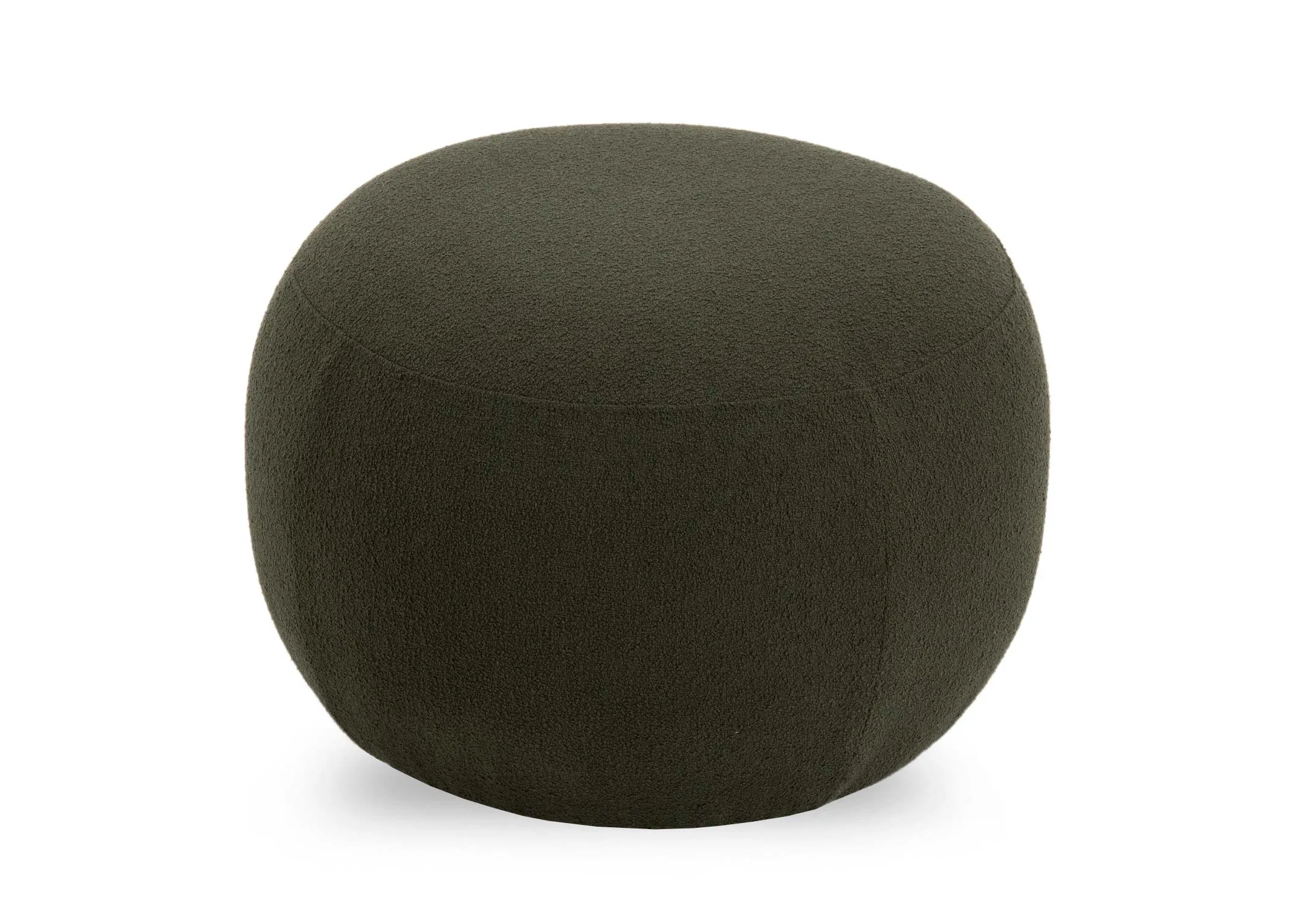A green round footstool from EZ Livings Florance range. Front view of pouffe style.