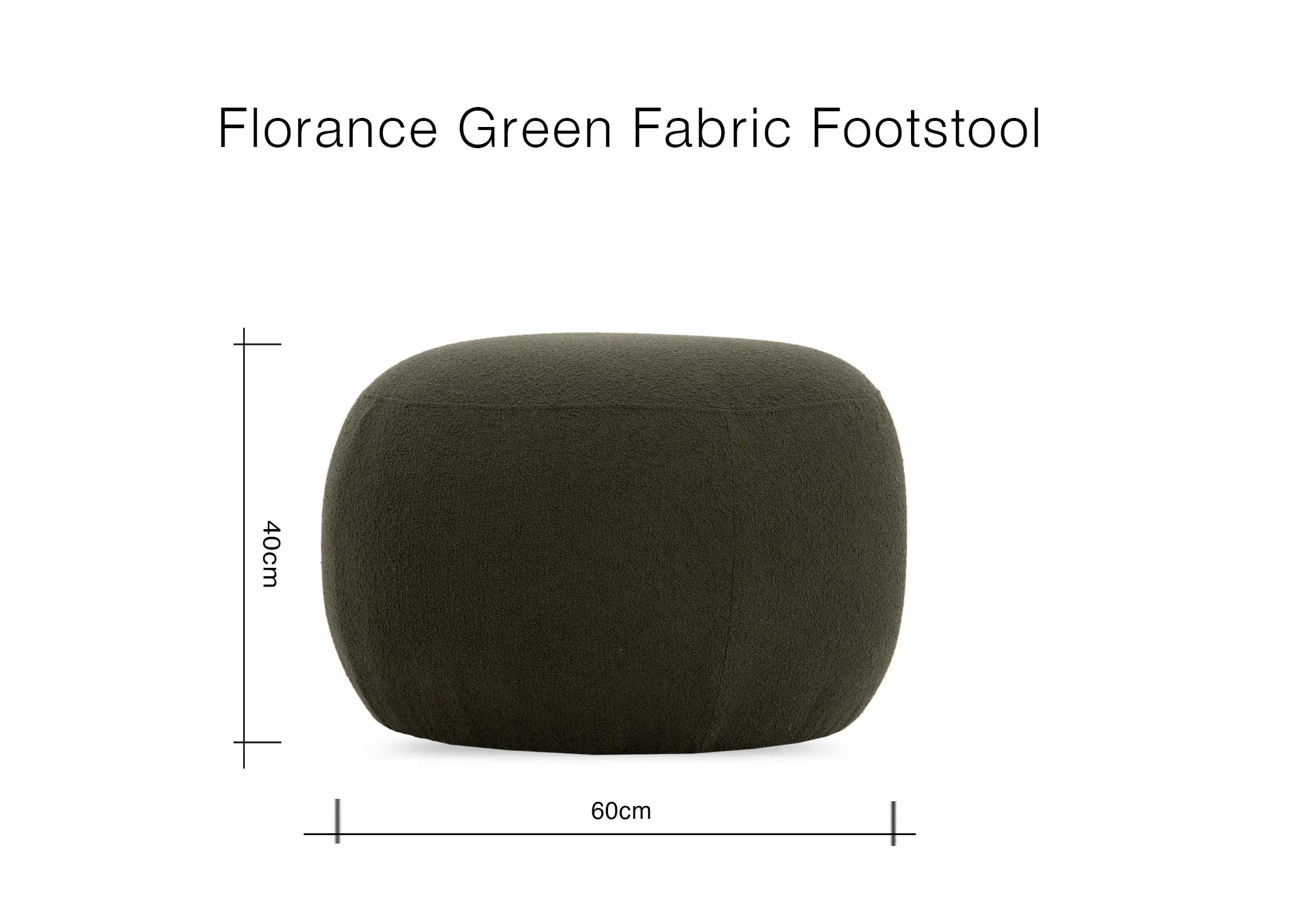 A dimension image of the Florance green footstool with 60cm x 40cm