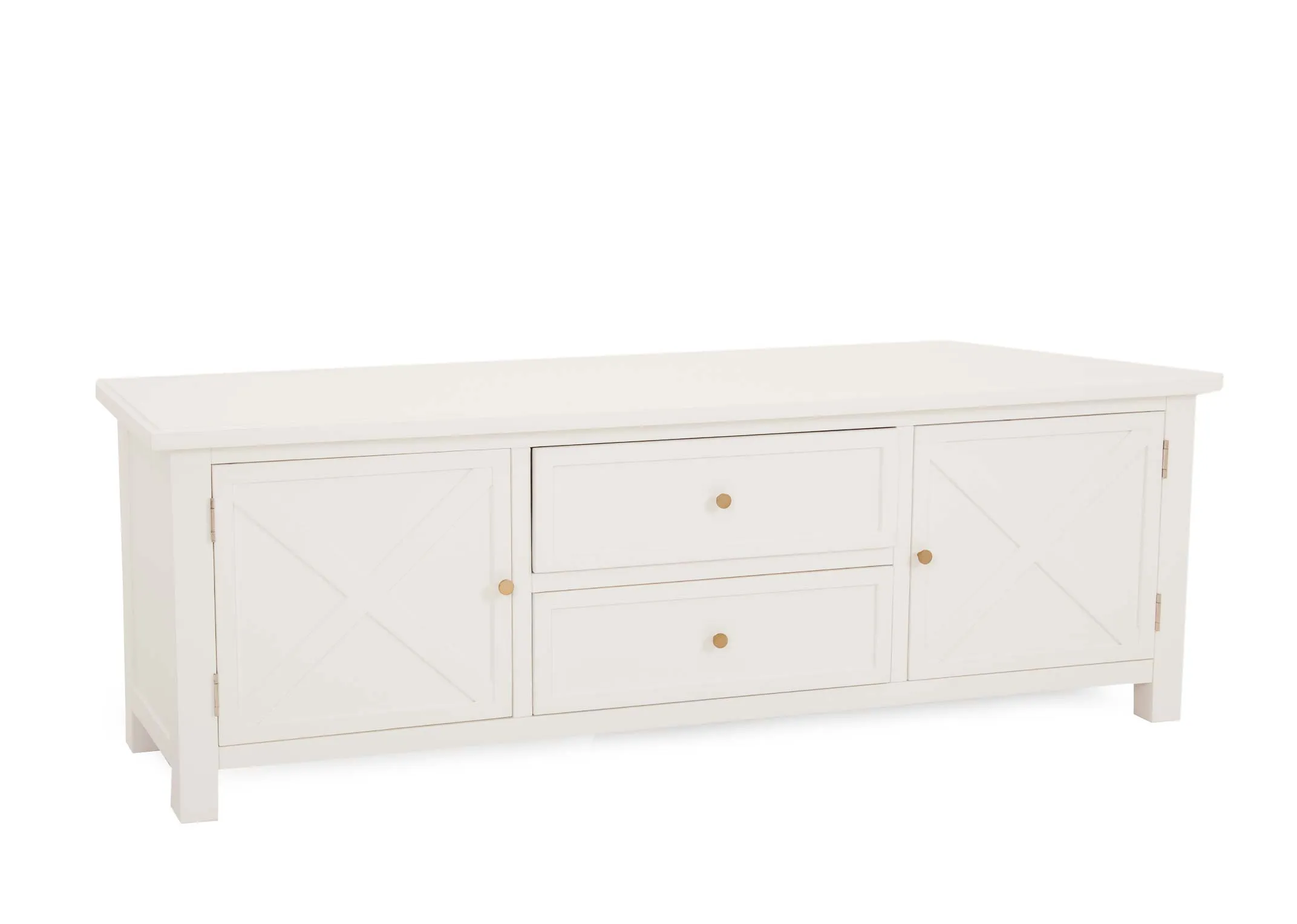 2 Door 2 Drawer White TV Unit - Hampton