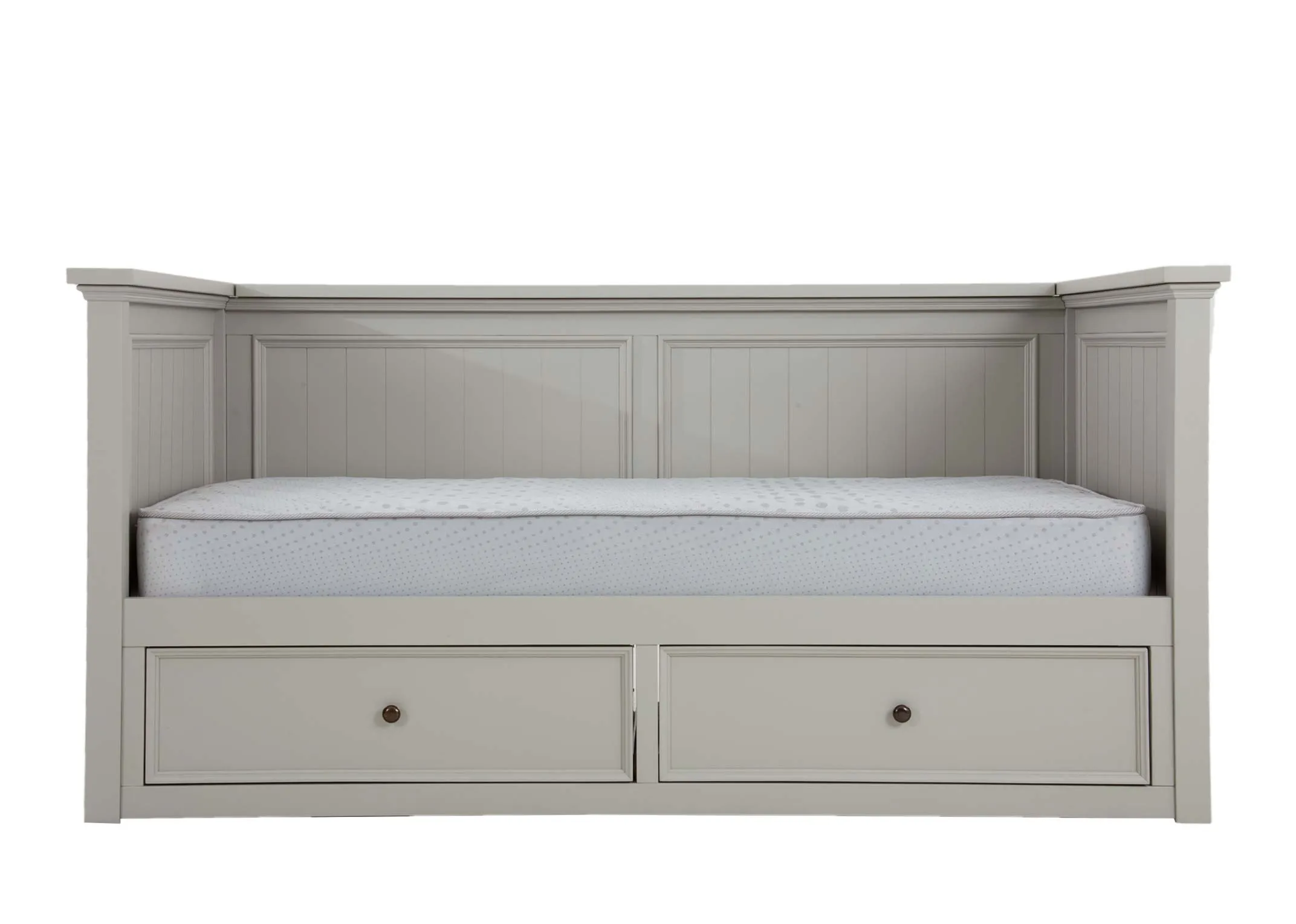 A grey painted day bed with 2 drawers from EZ Livings Joseph range.