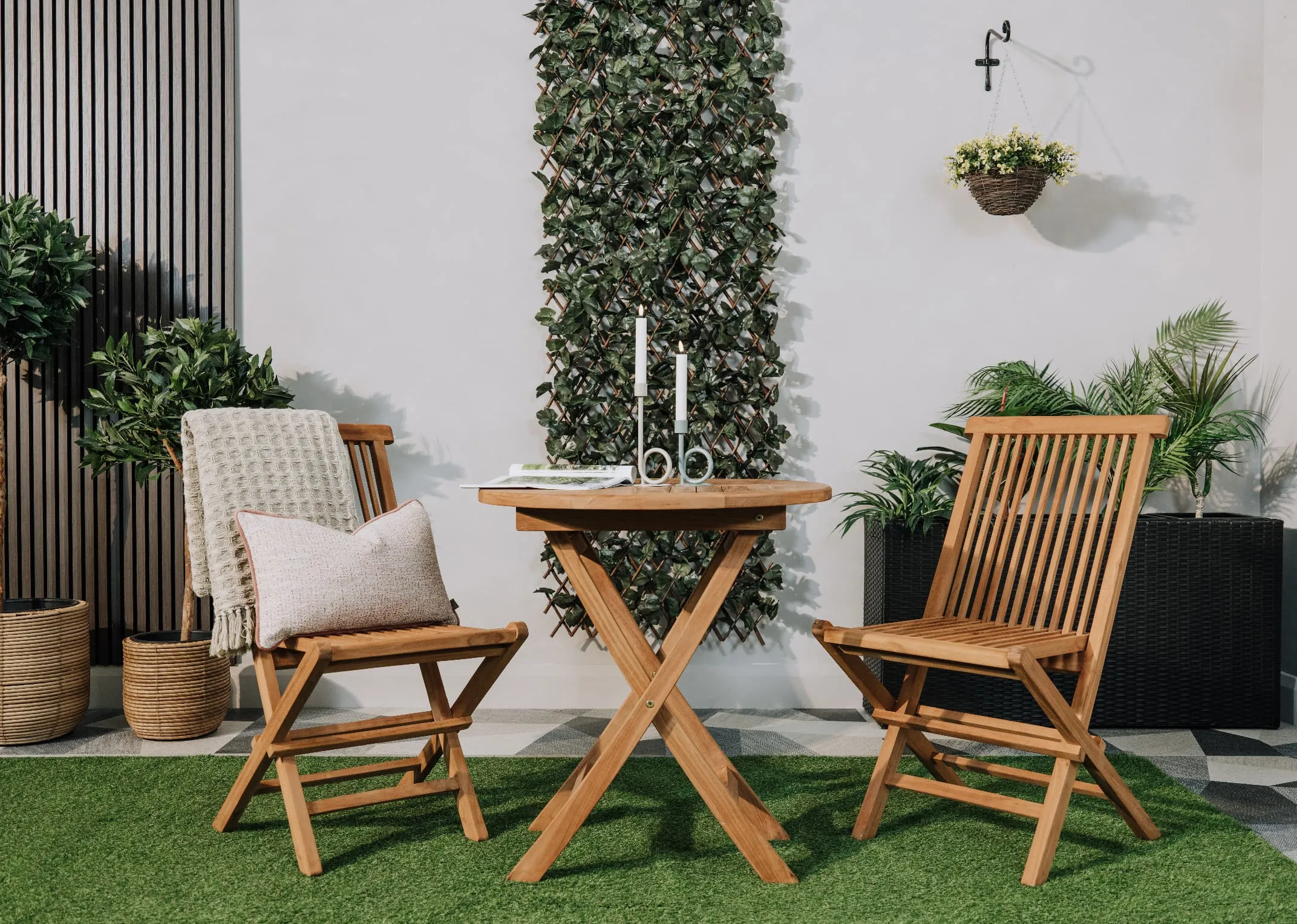 Set of 2 Teak Folding Chairs & Table - Lagos