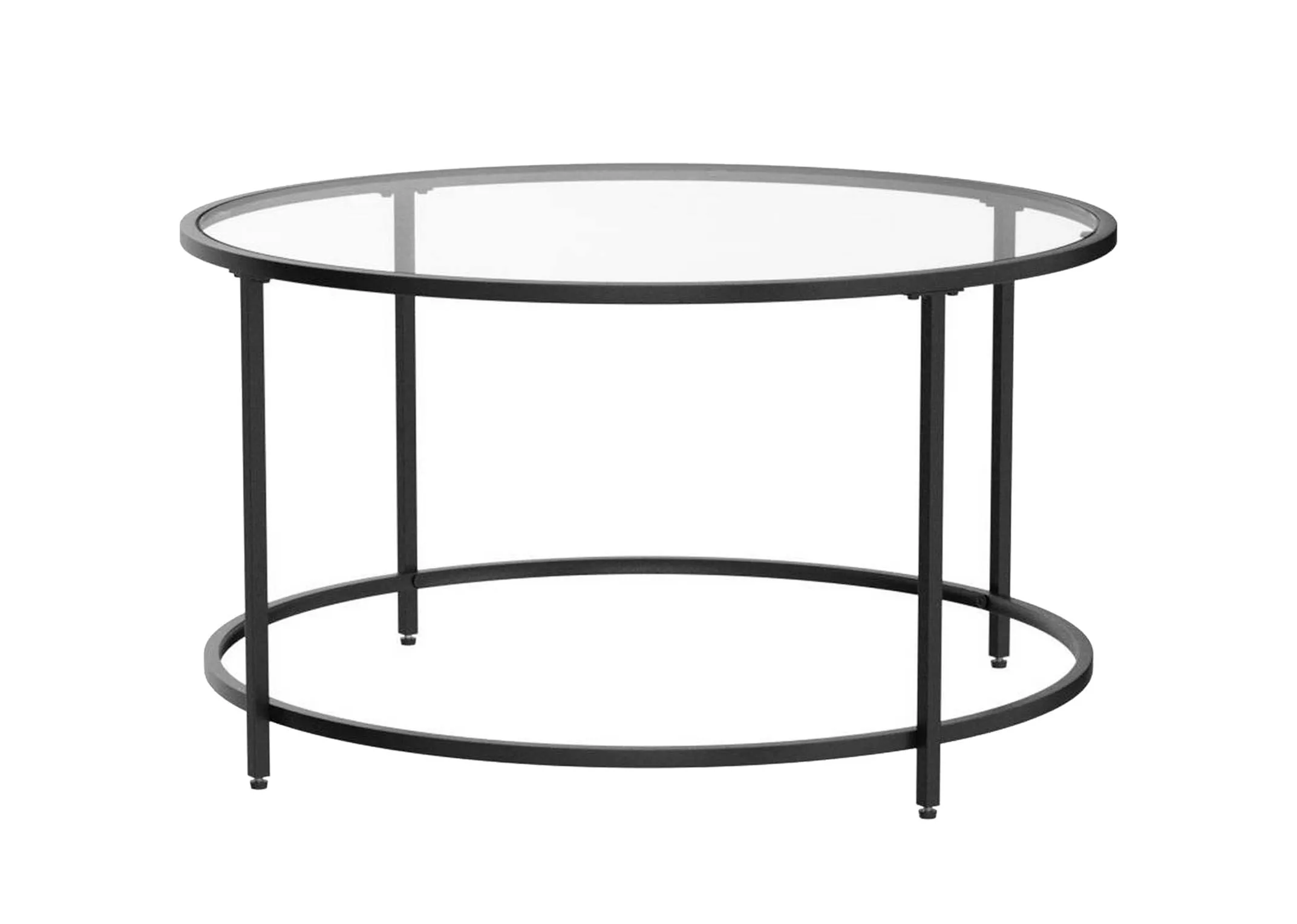 Round Black & Glass Top Coffee Table - Efron
