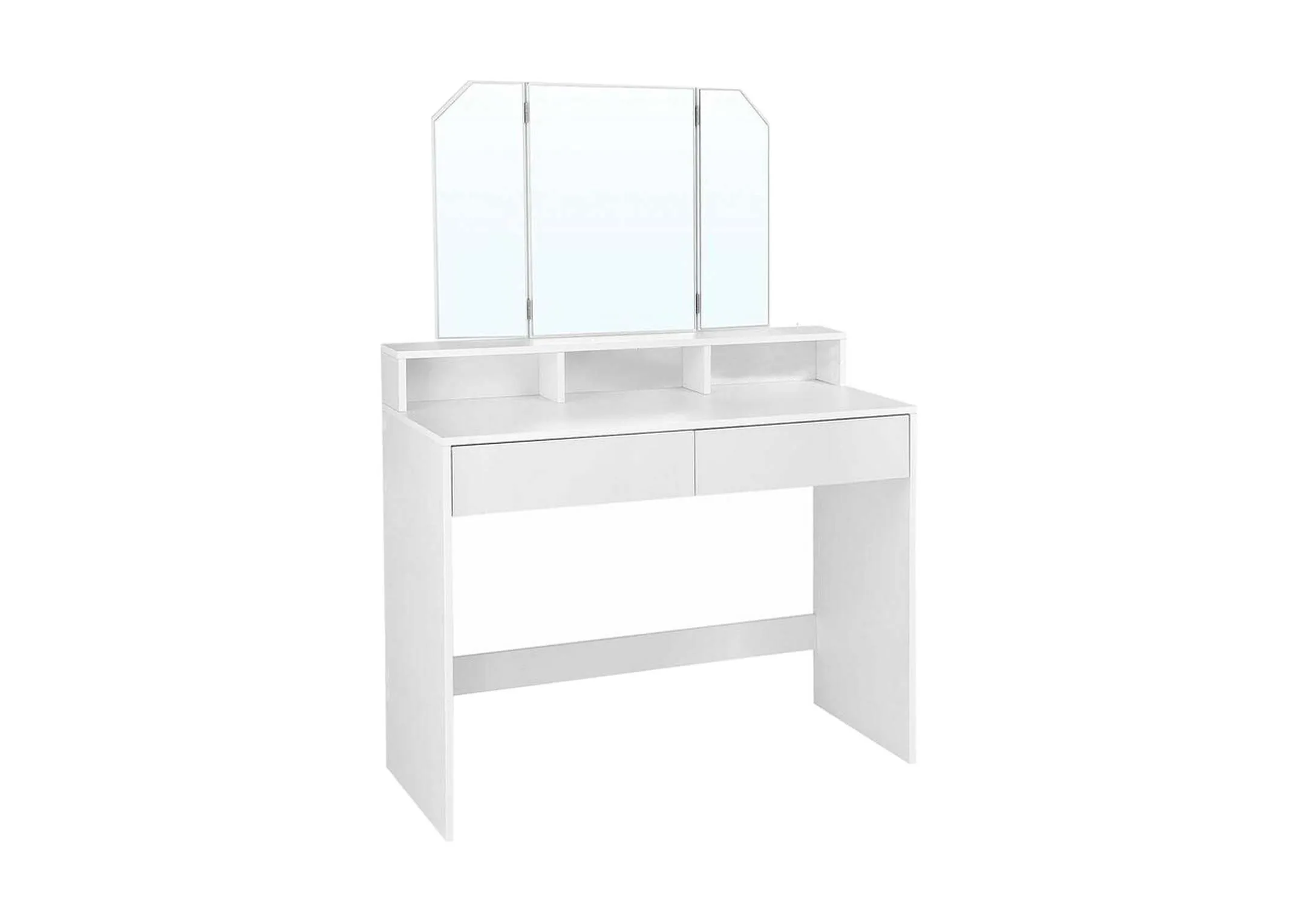 2 Drawer White Dressing Table with Tri Fold Mirror - Nami