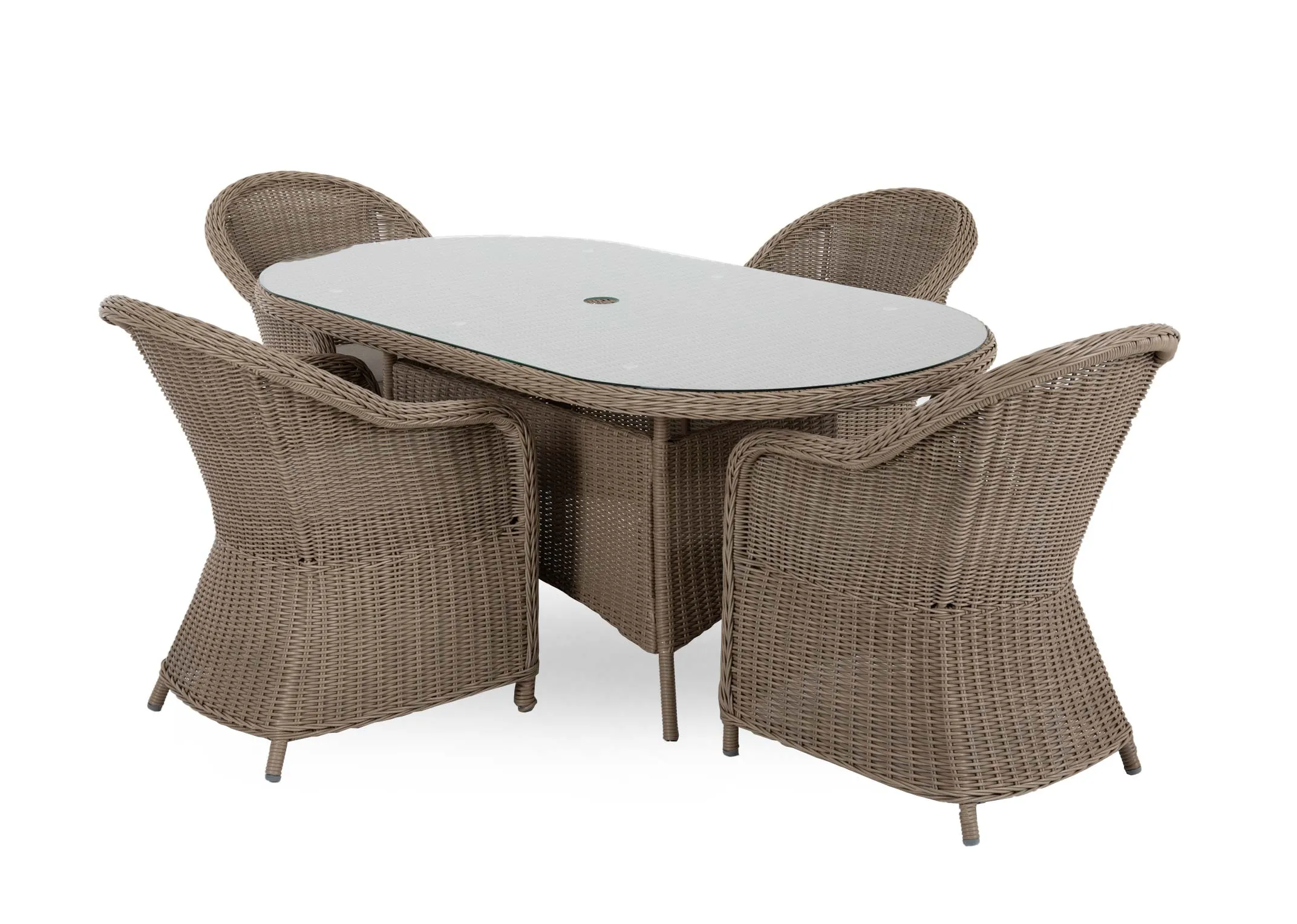 Seville 230cm Oval Dining Table & 4 Round Back Chairs Set