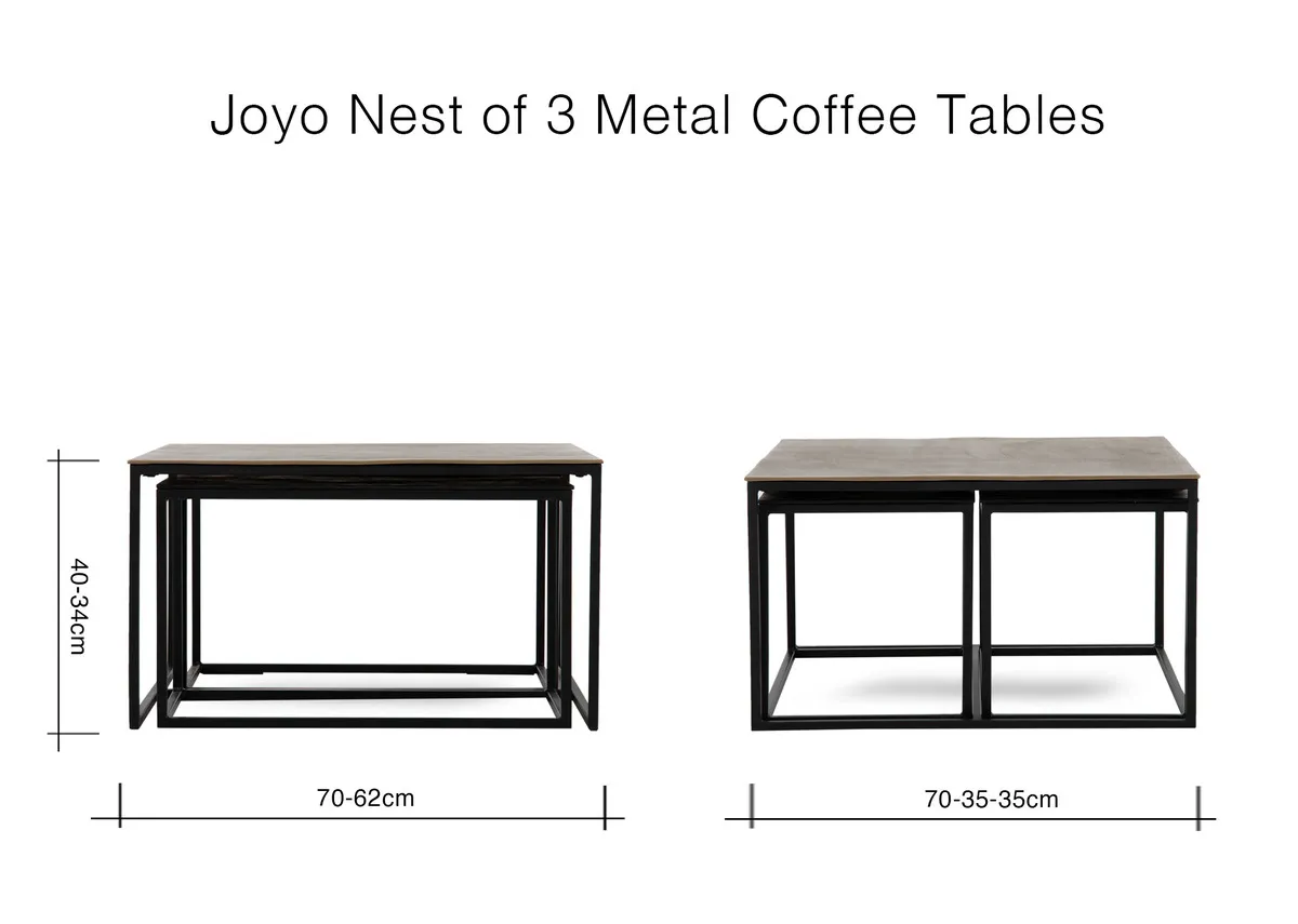 A dimension image of Joyo Nest of Tables with 52-70cm x 34cm - 40cm