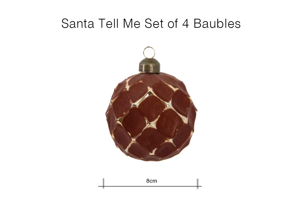 A dimension image of the Santa Tell Me bauble with 8cm