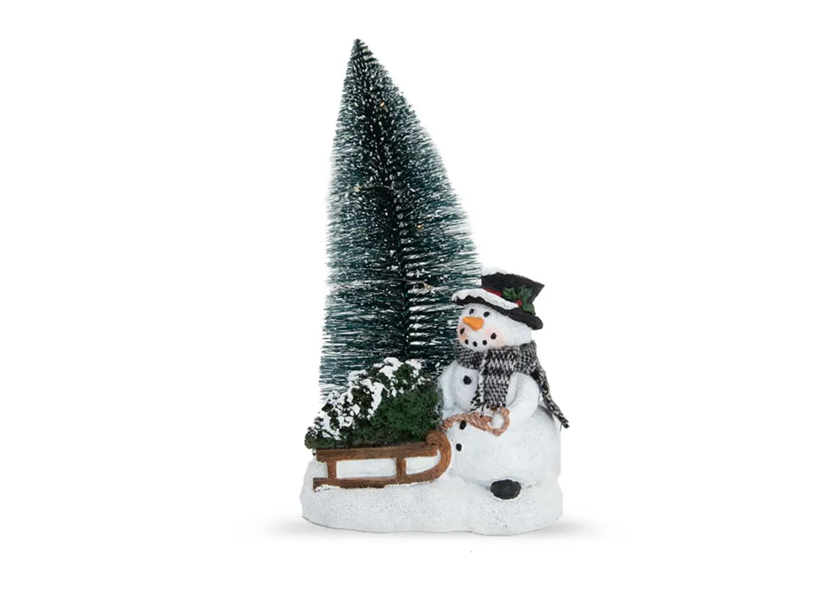 Snowman With Sleigh - Christmas Figurine