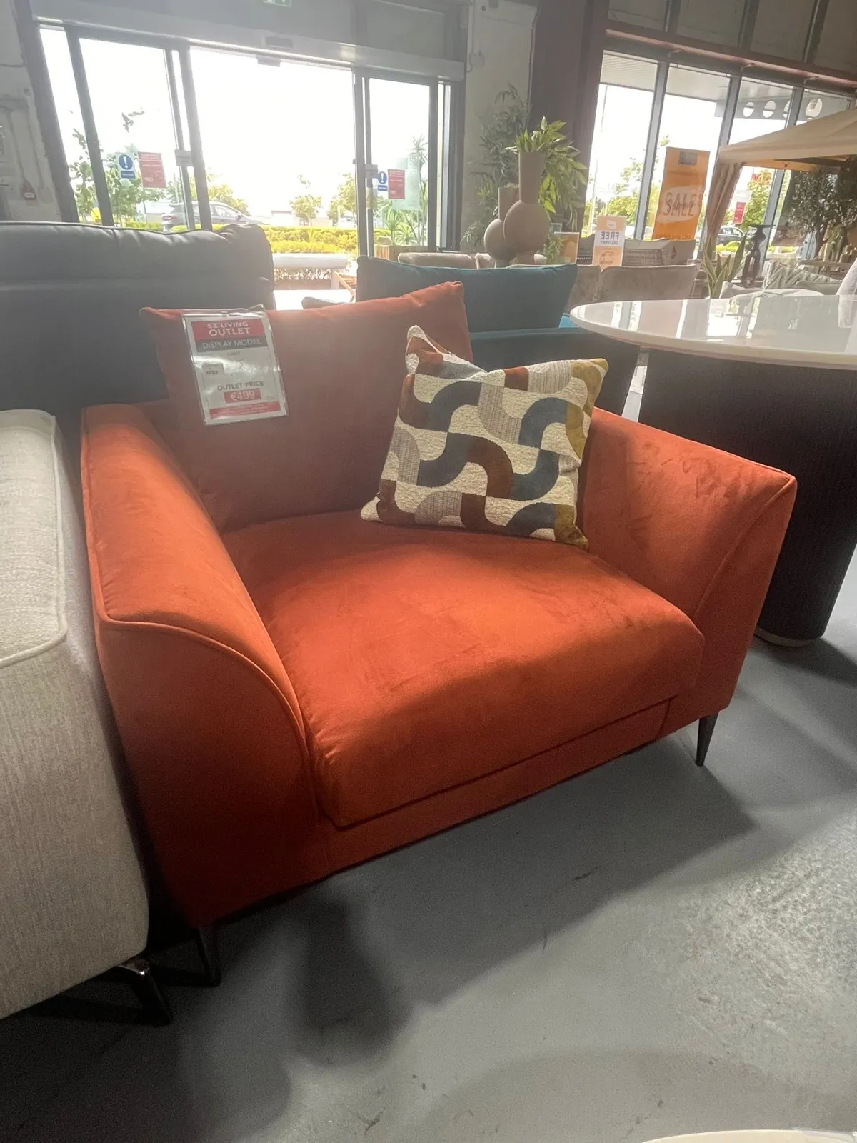 Abbey Rust Velvet Fabric Armchair (Ashbourne Floor Model)