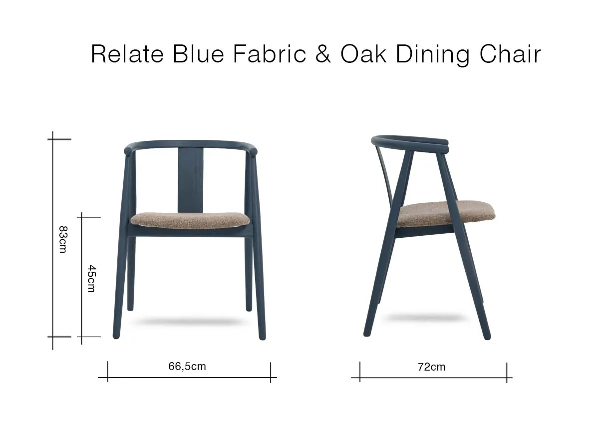 A dimension image of the Relate Dining Chair with 66.5cm W x 72cm D x 83cm H