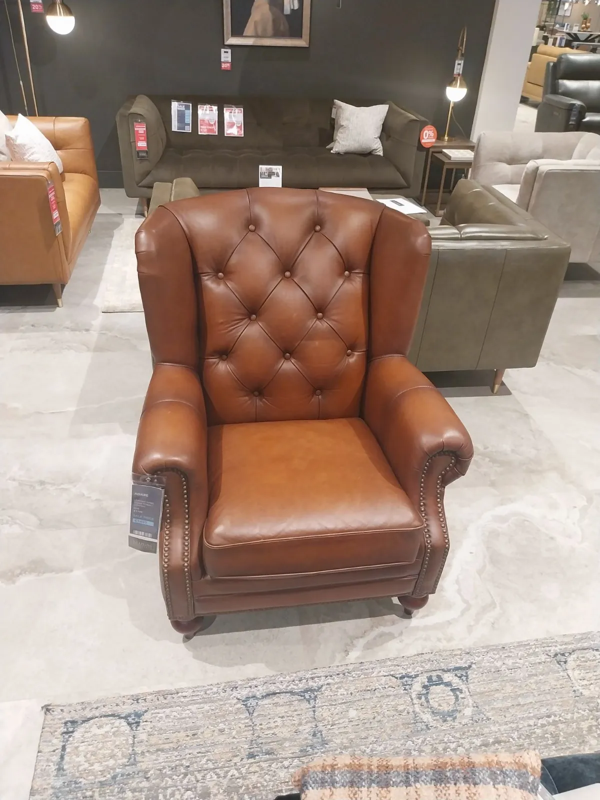Adare Vintage Brown Leather Wing Chair (Galway Floor Model)