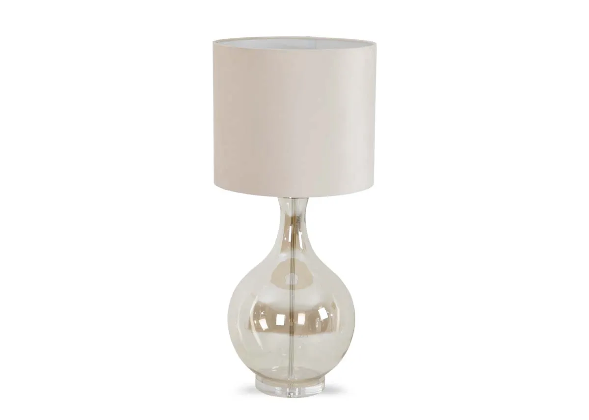 Glass Table Lamp with Cream Shade - Agusta