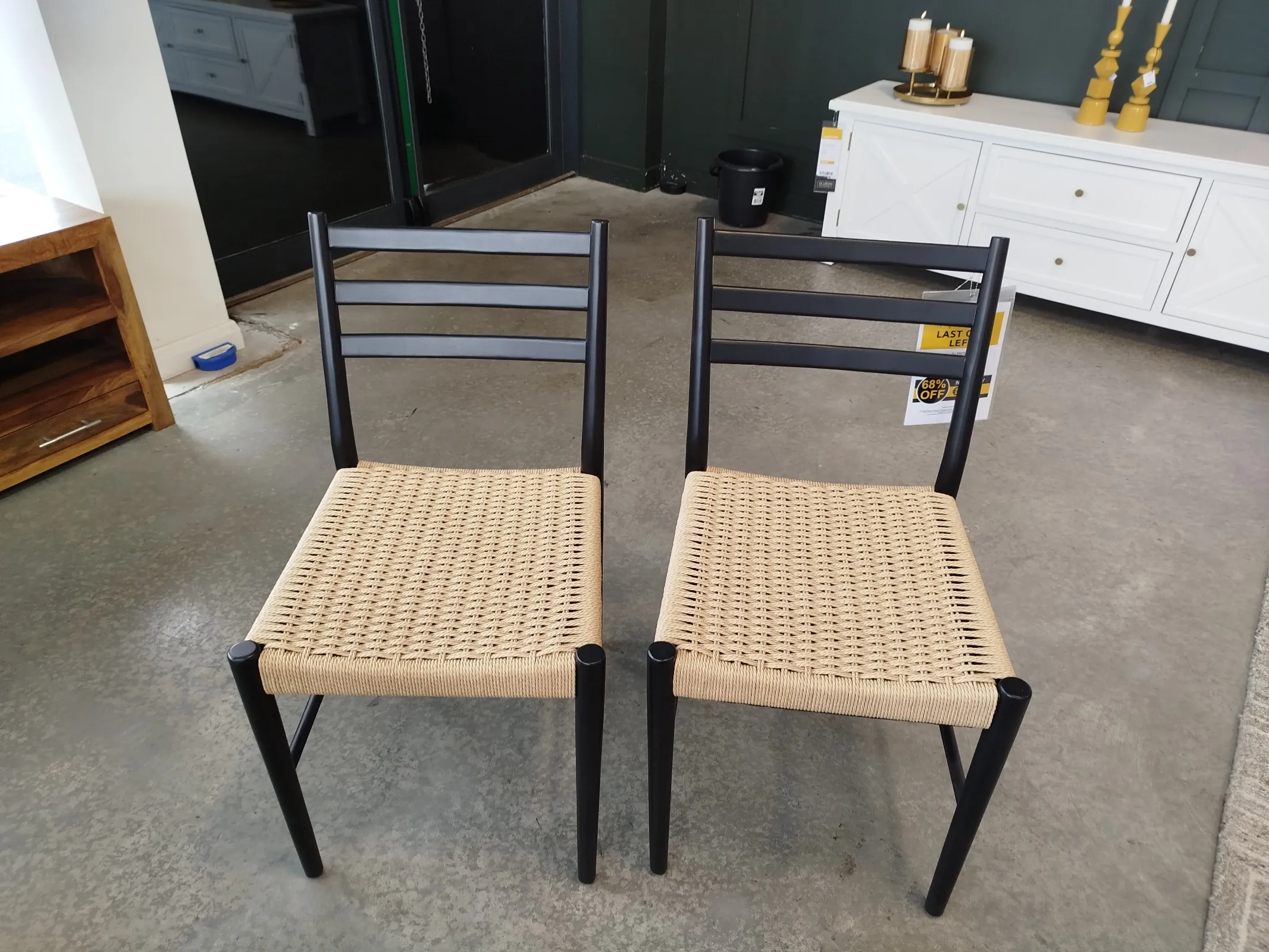 Albion Black Dining Chair With Woven Seat (Naas Road Floor Model)