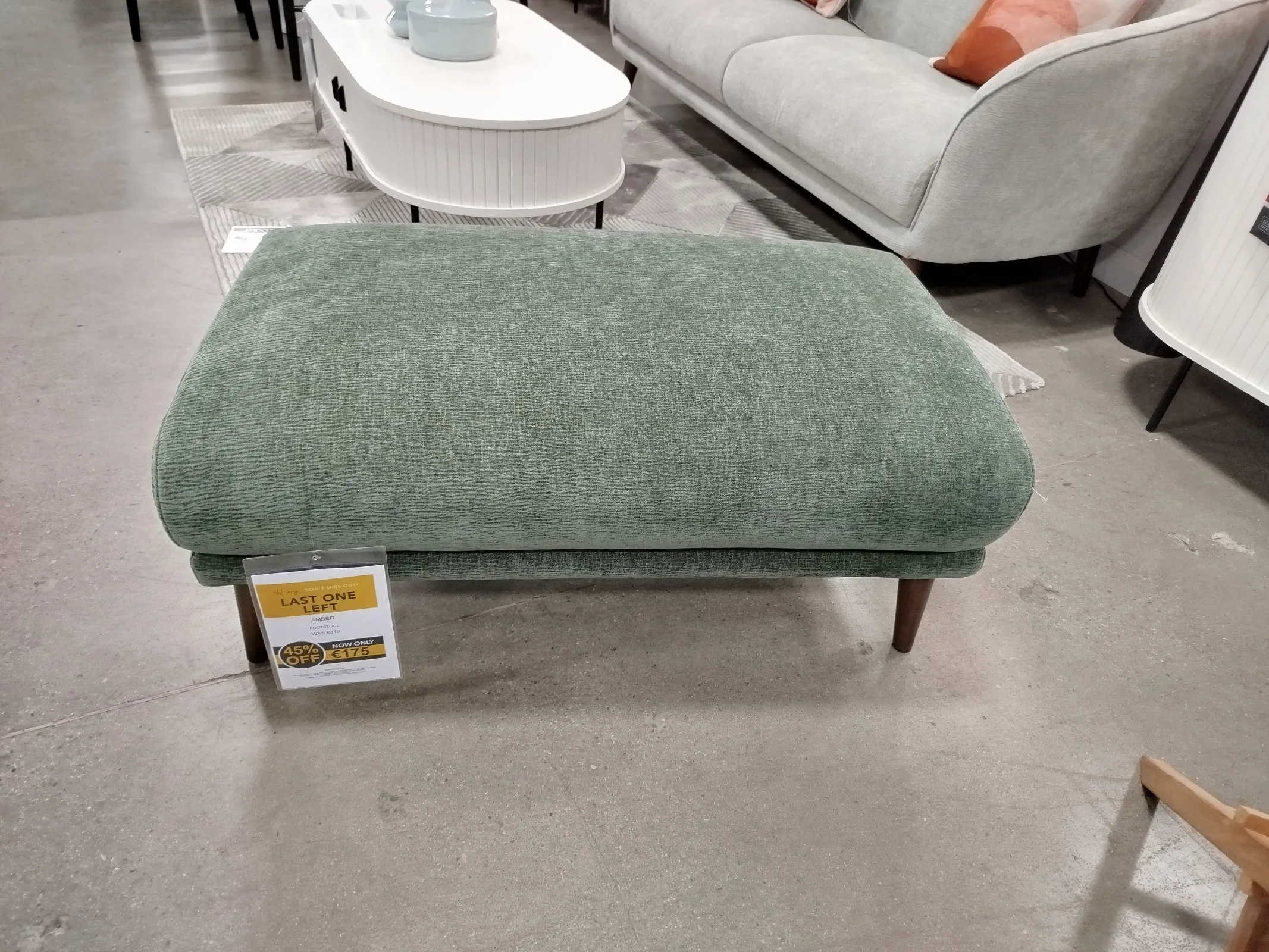 Amber Green Fabric Footstool (Naas Road Floor Model)