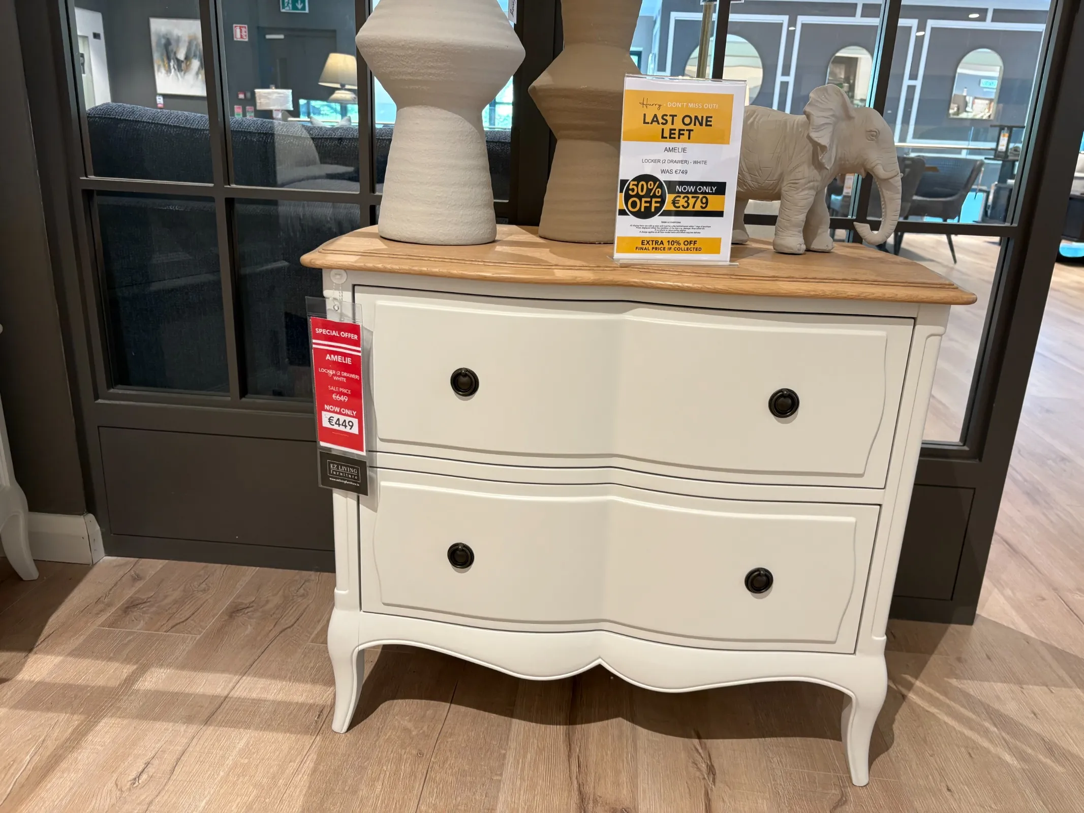 Amelie - 2 Drawer White & Oak Top Locker (Tallaght Floor Model)