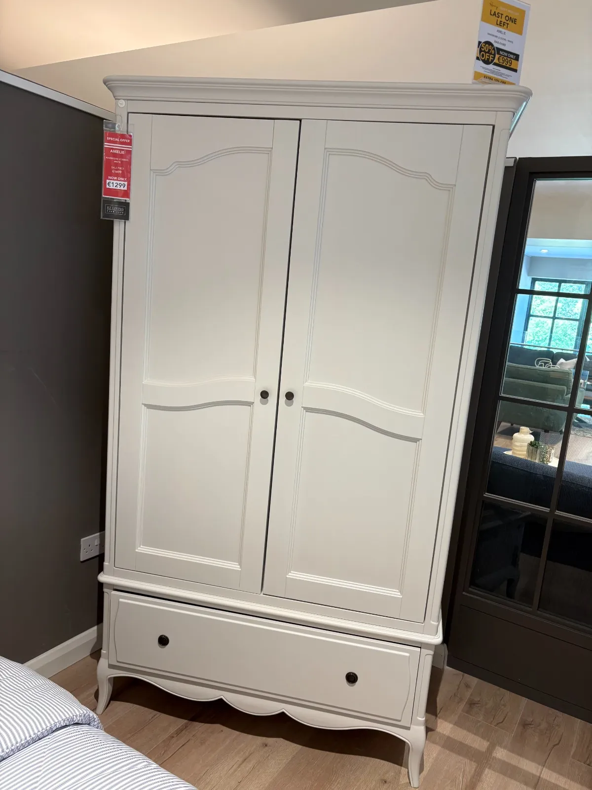 Amelie - 2 Door White & Oak Top Wardrobe (Tallaght Floor Model)