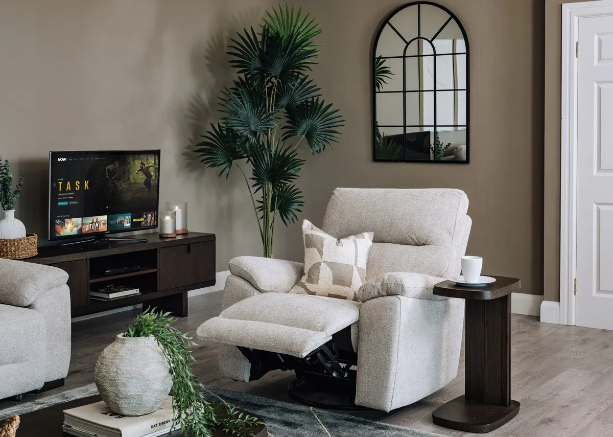 Beige Fabric Swivel Recliner - Annalee