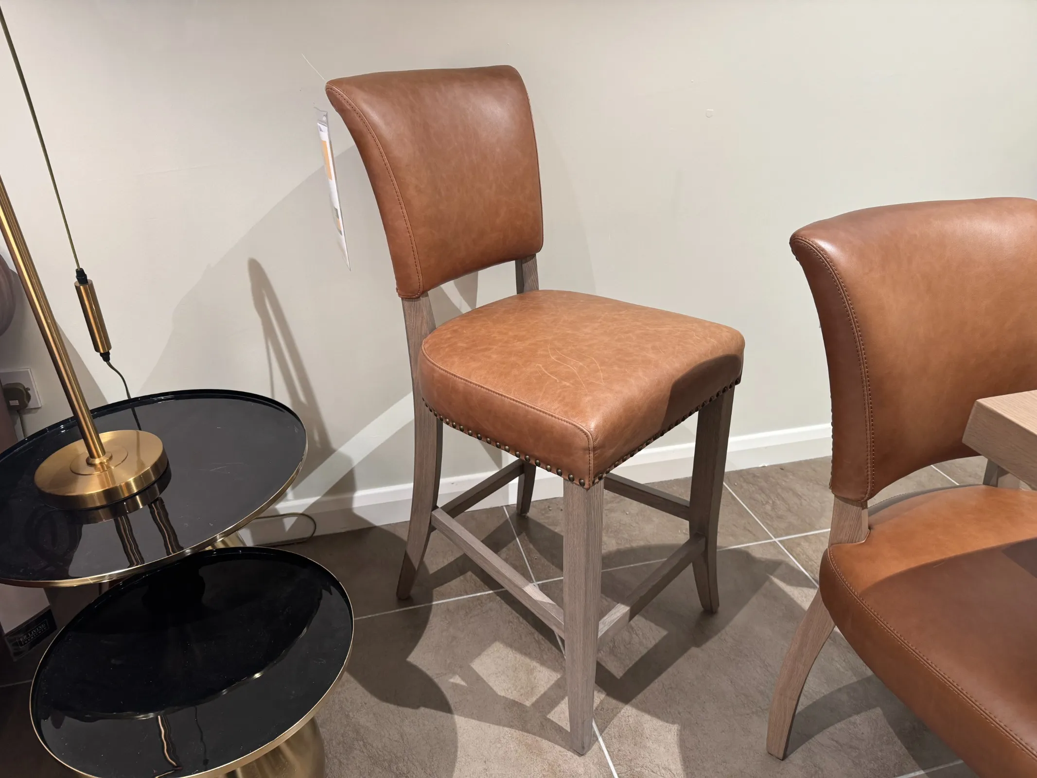Athy Tan Real Leather Counter Bar Stool (Tallaght Floor Model)