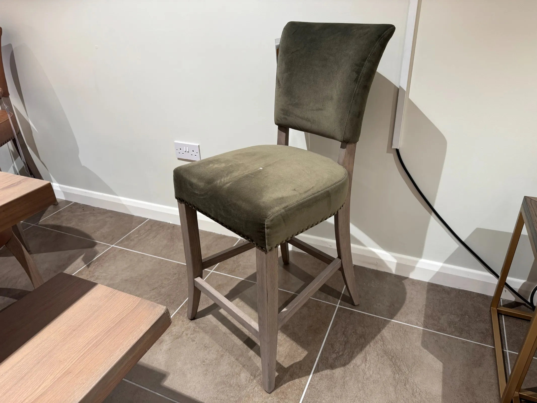Athy Vintage Green Fabric Dining Chair (Tallaght Floor Model)