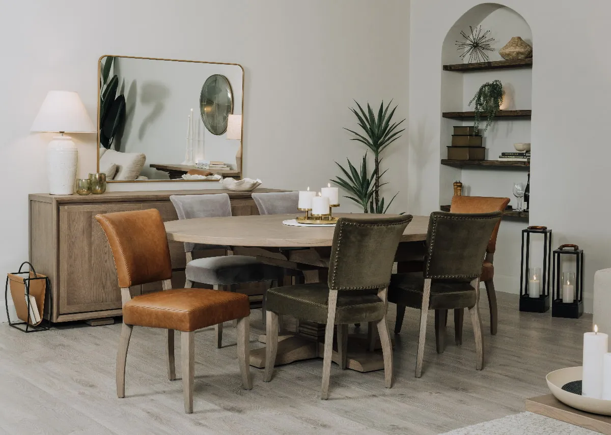 Tan Real Leather Dining Chair - Athy