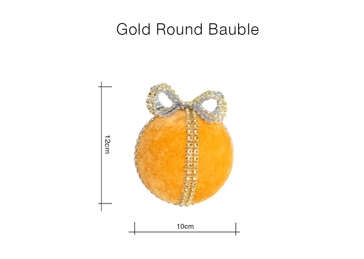 A dimension image of Gold Round Bauble with 10cm x 12cm