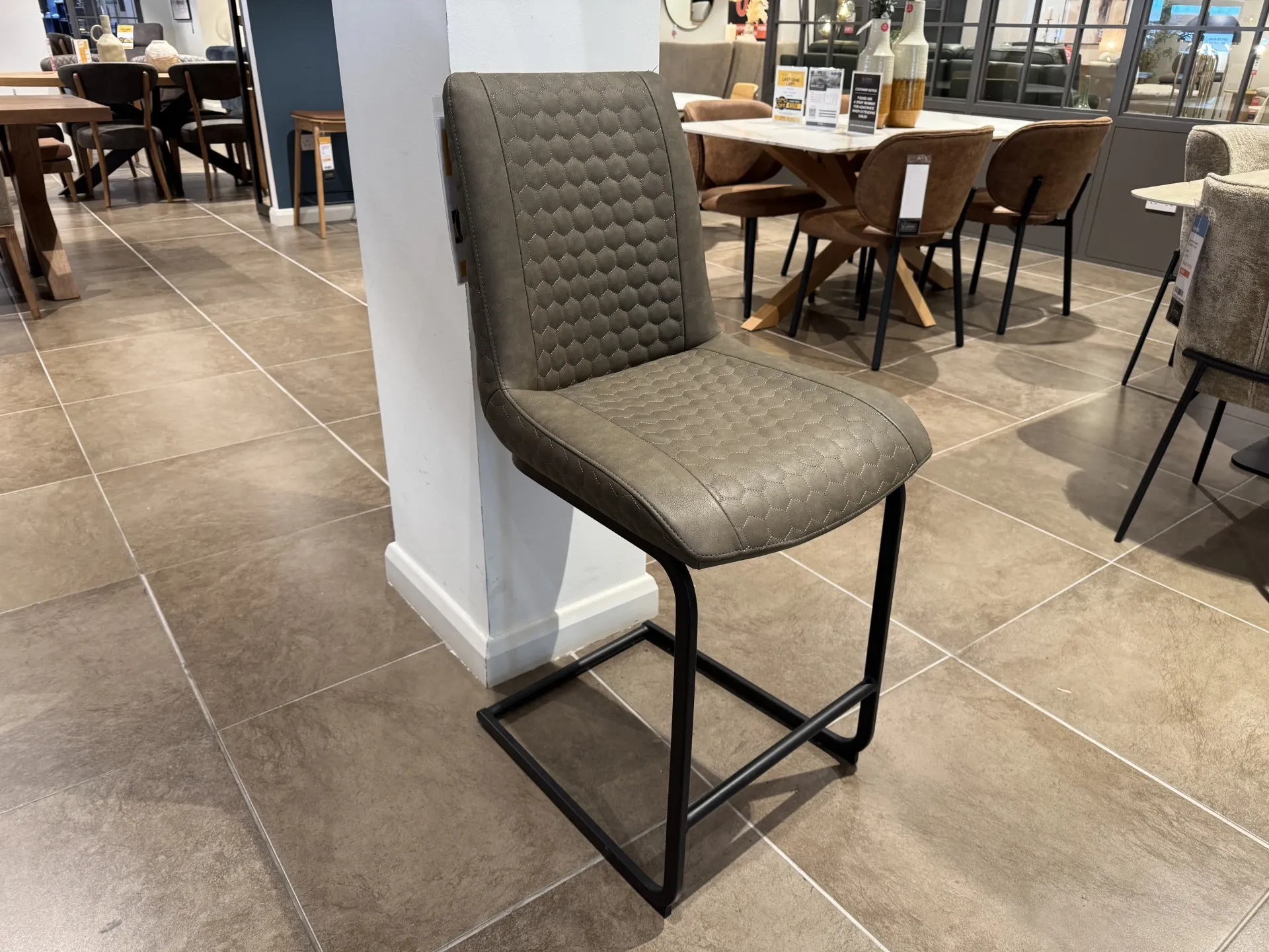 Barton - Olive Green Faux Leather Counter Bar Stool (Tallaght Floor Model)