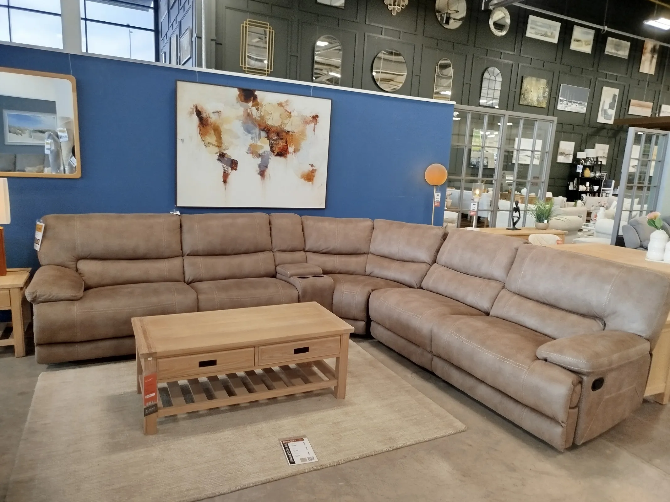 Baxter Large Taupe Fabric Reclining Corner Sofa (Naas Road Floor Model)