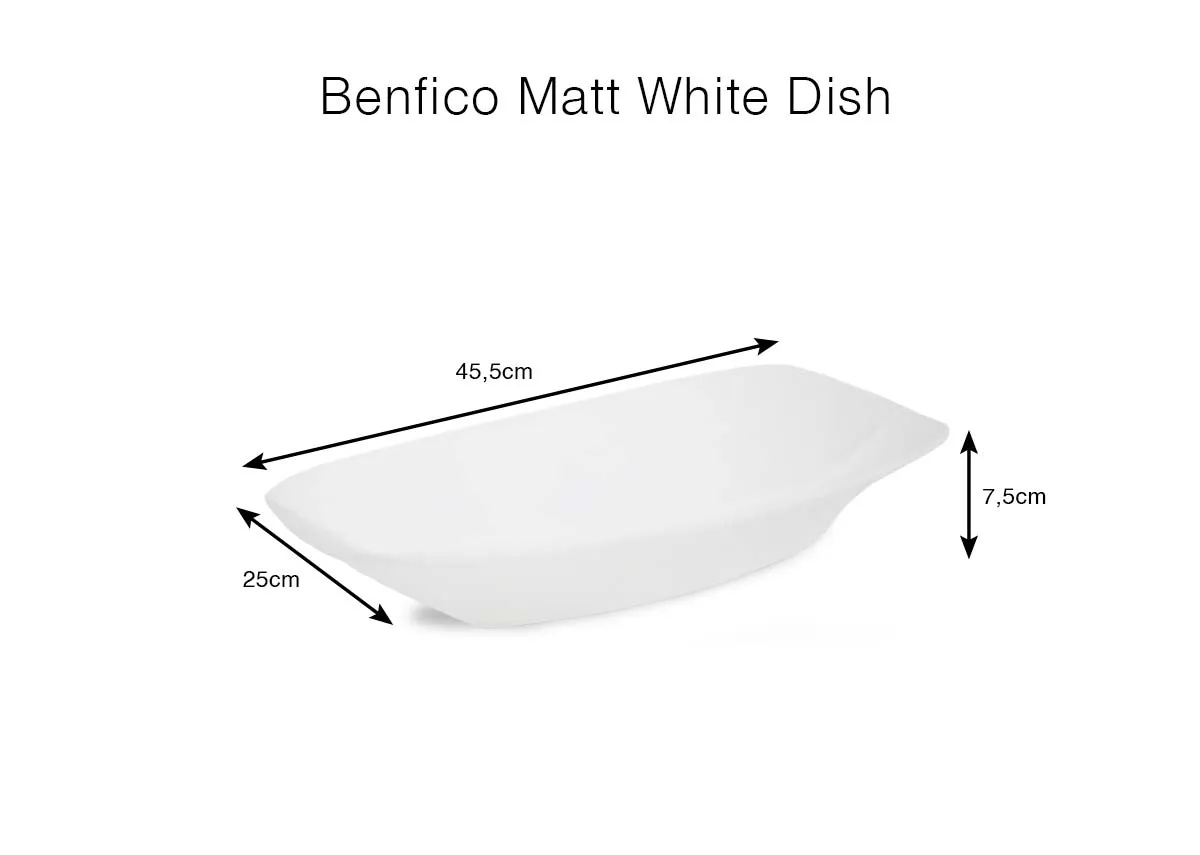 A dimension image of the Benfico Dish with 45.5cm x 25cm