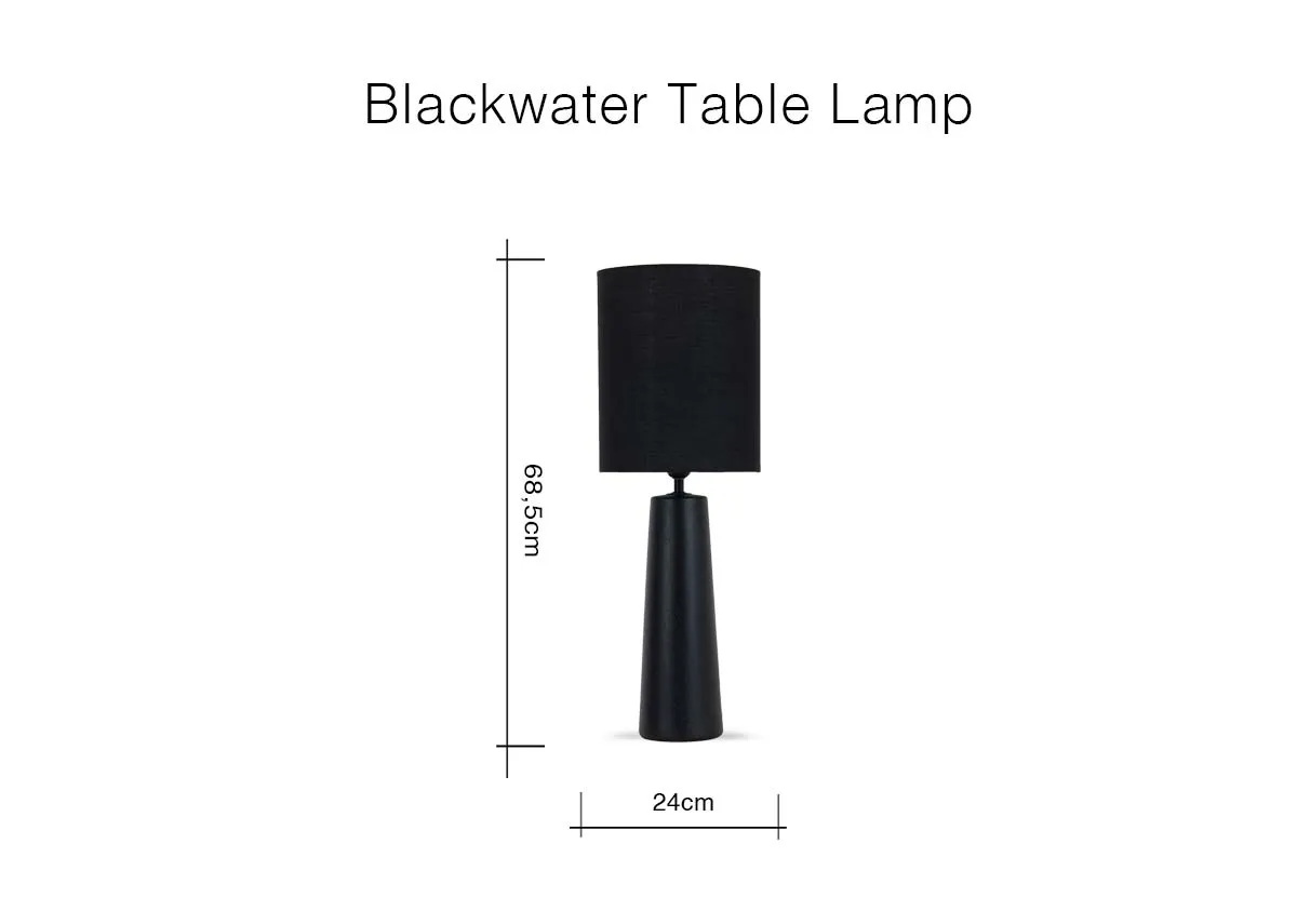 A dimension image of the Blackwater Lamp with 24cm x 68.5cm