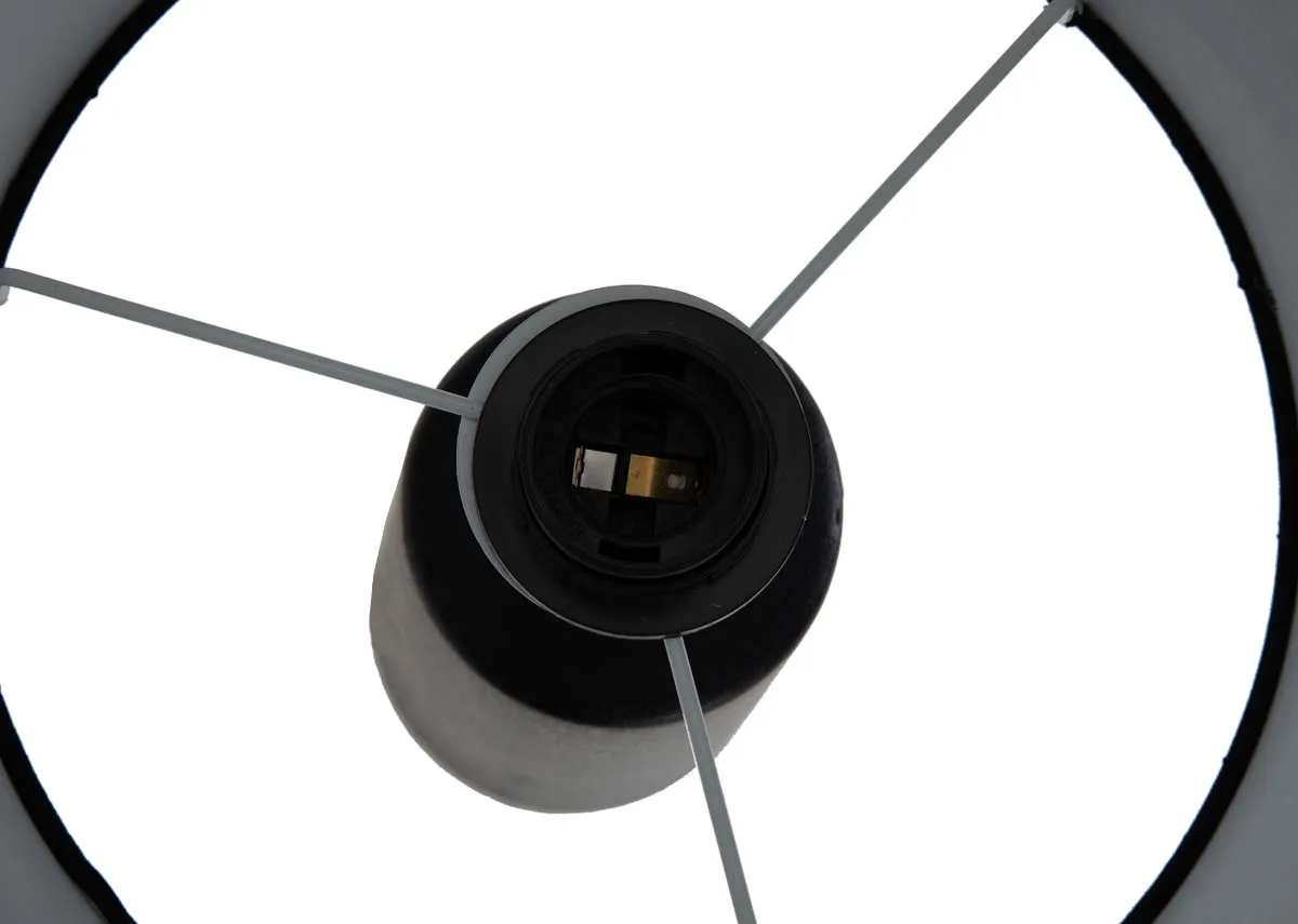 A black table lamp with black shade from EZ Livings Blackwater range.