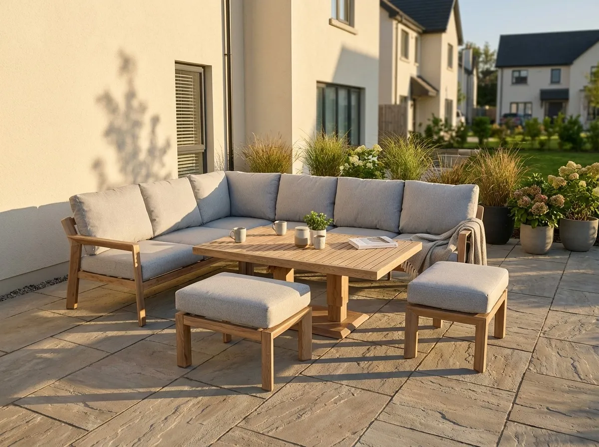 Corner Garden Set with Rising Aluminium Table - Bordeaux