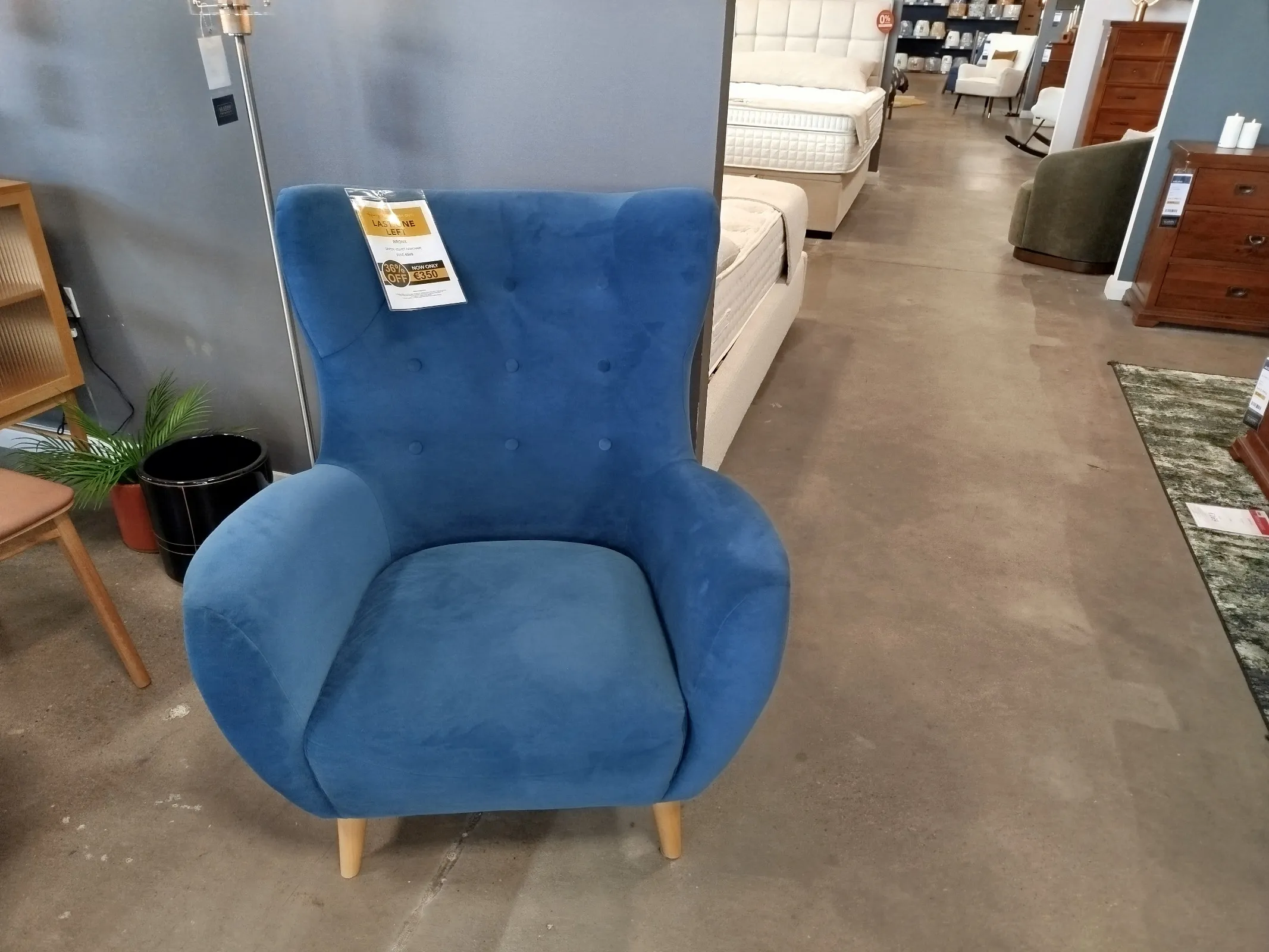 Bronx Teal Velvet Armchair (Naas Road Floor Model)