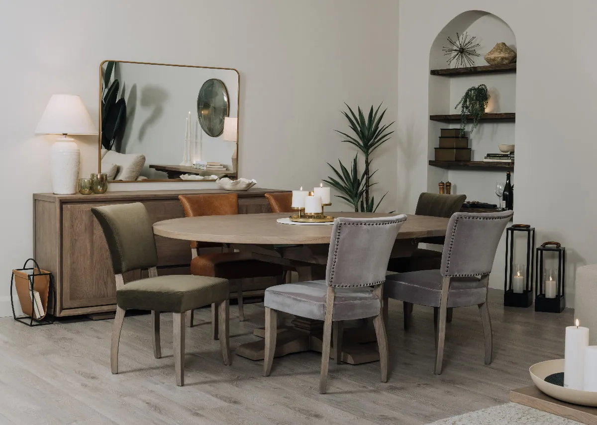 150cm-200cm Round Vintage Wood Extendable Dining Table - Gold Coast