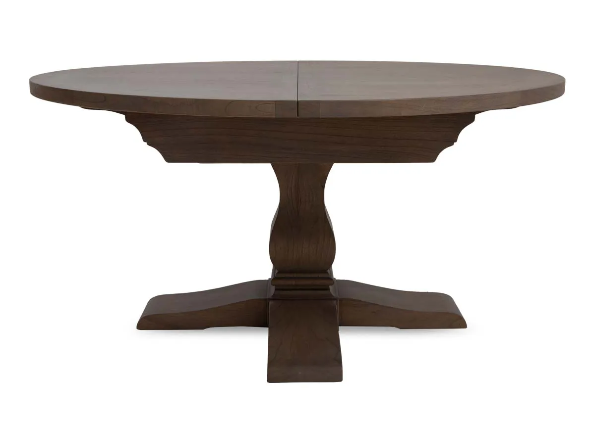 A round grey dining table with extension option from EZ Livings Gold Coast range. Front view