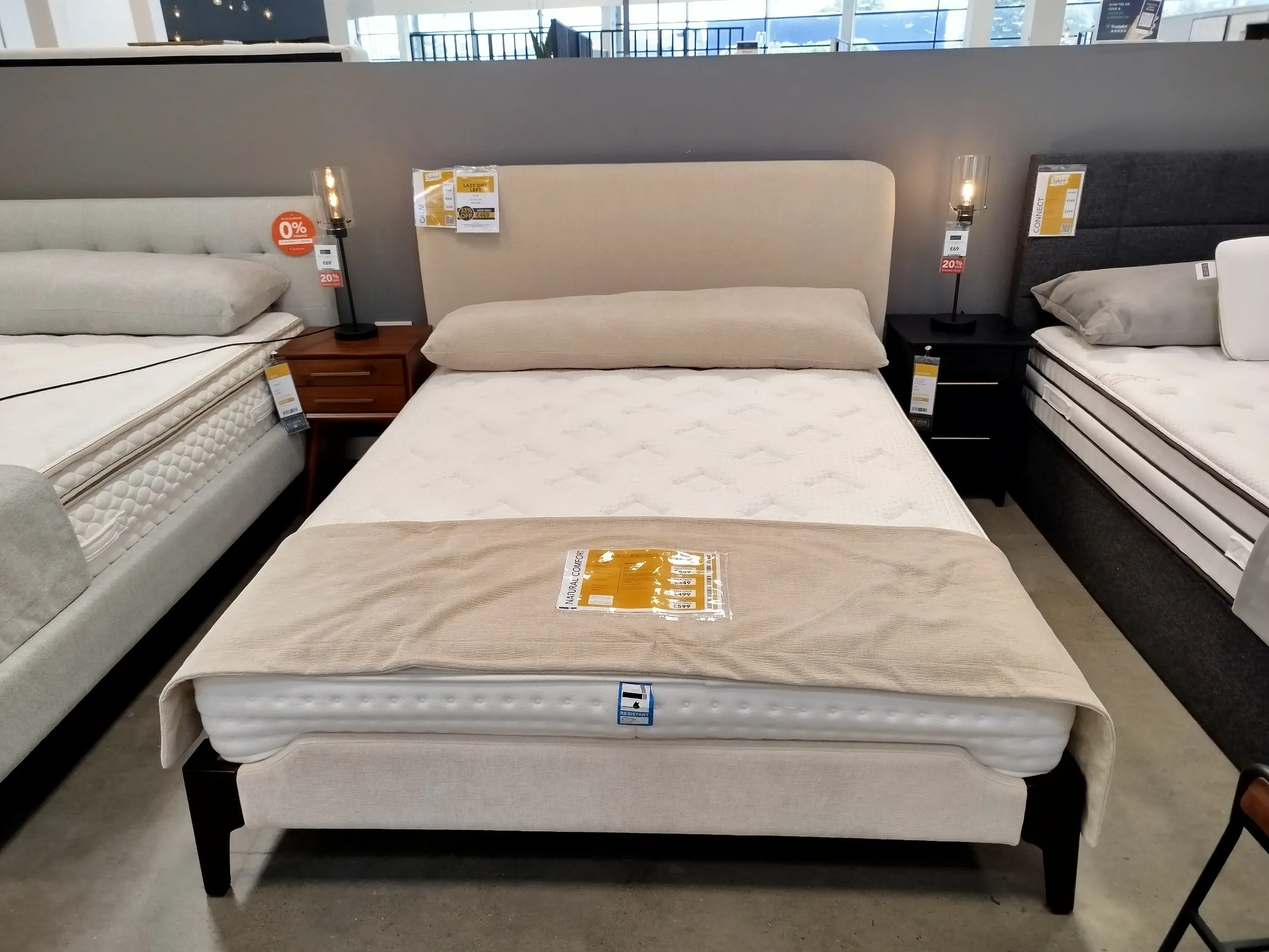 Calm - King Size (5ft) Beige Fabric Bed Frame (Naas Road Floor Model)