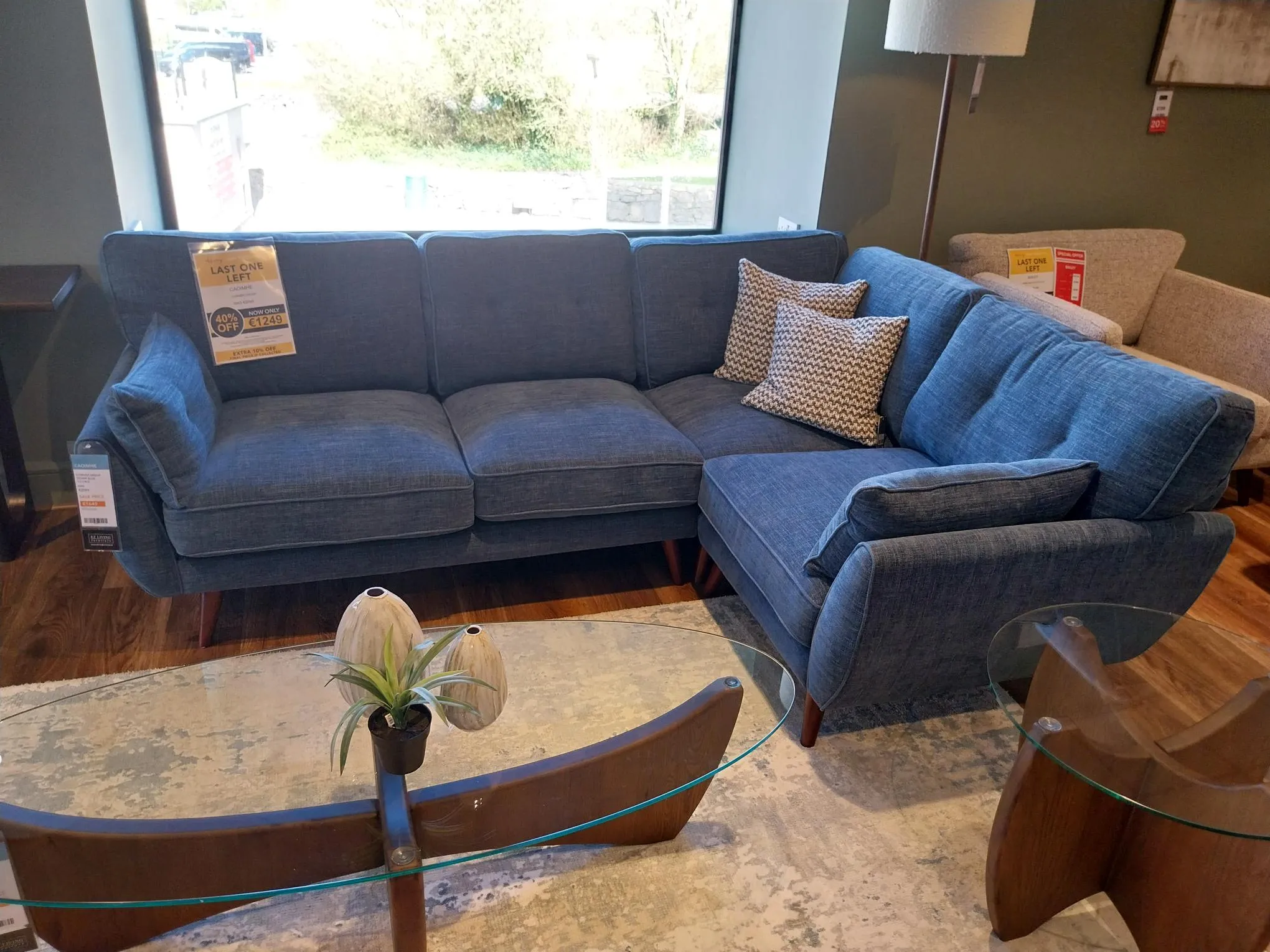 Caoimhe Denim Blue Fabric RHF Corner Sofa (Galway Floor Model)