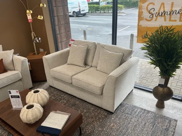 Carraroe 2 Seater Beige Fabric Highback Sofa (Tullamore Floor Model)