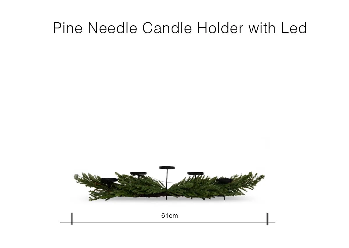 A dimension image of the Pine Needle Candle holder with 61cm W