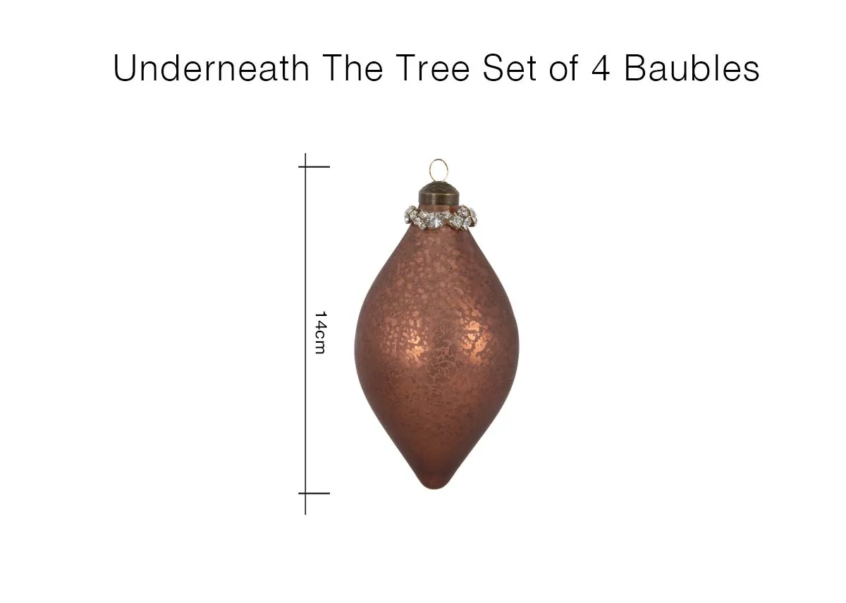 A dimension image of the Underneath the Tree Set of Baubles with 14cm