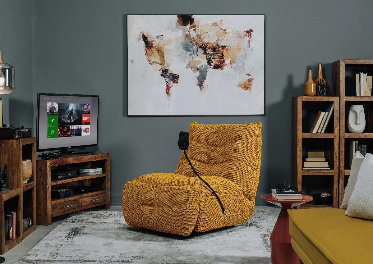 Mustard Fabric Power Gliding Gaming Chair - Sonic - EZ