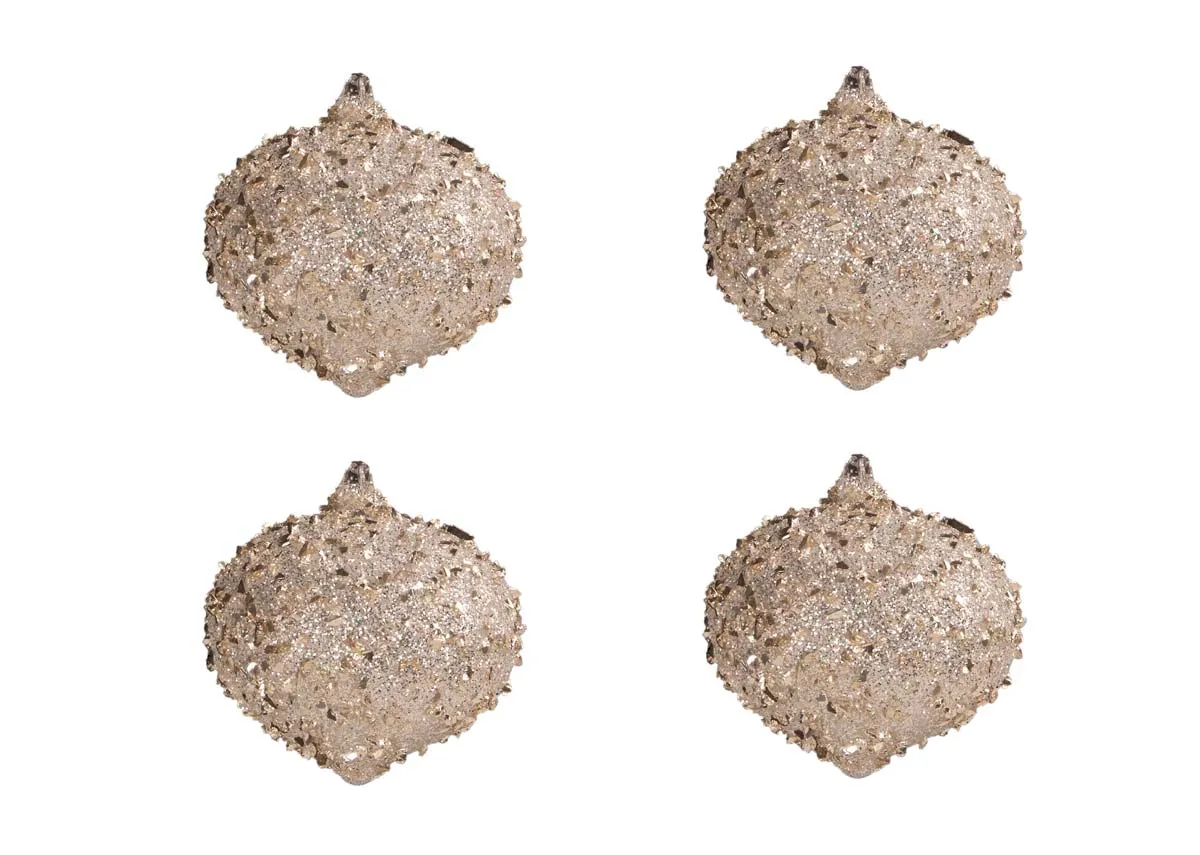 A set of 4 silver onsion baubles from EZ Livings Have yourself a Merry little Christmas