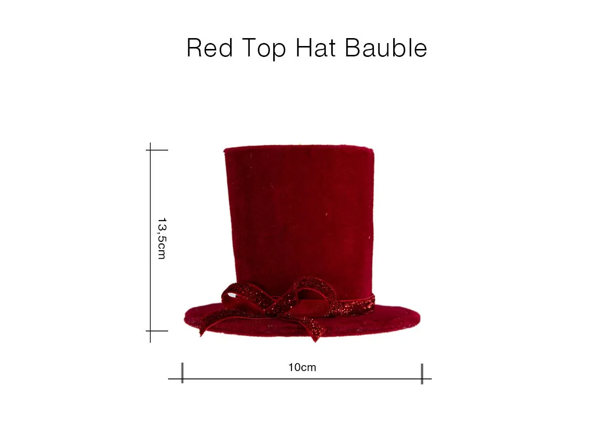 A dimension image of the Red Hat Bauble with 10cm x 13cm