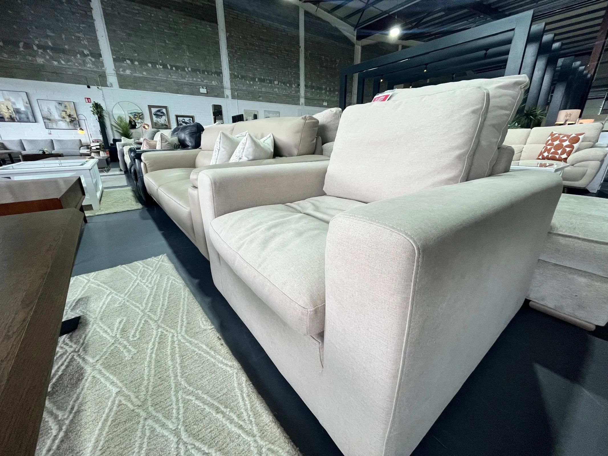 Cozy Beige Easy Clean Fabric Armchair (Ashbourne Floor Model)
