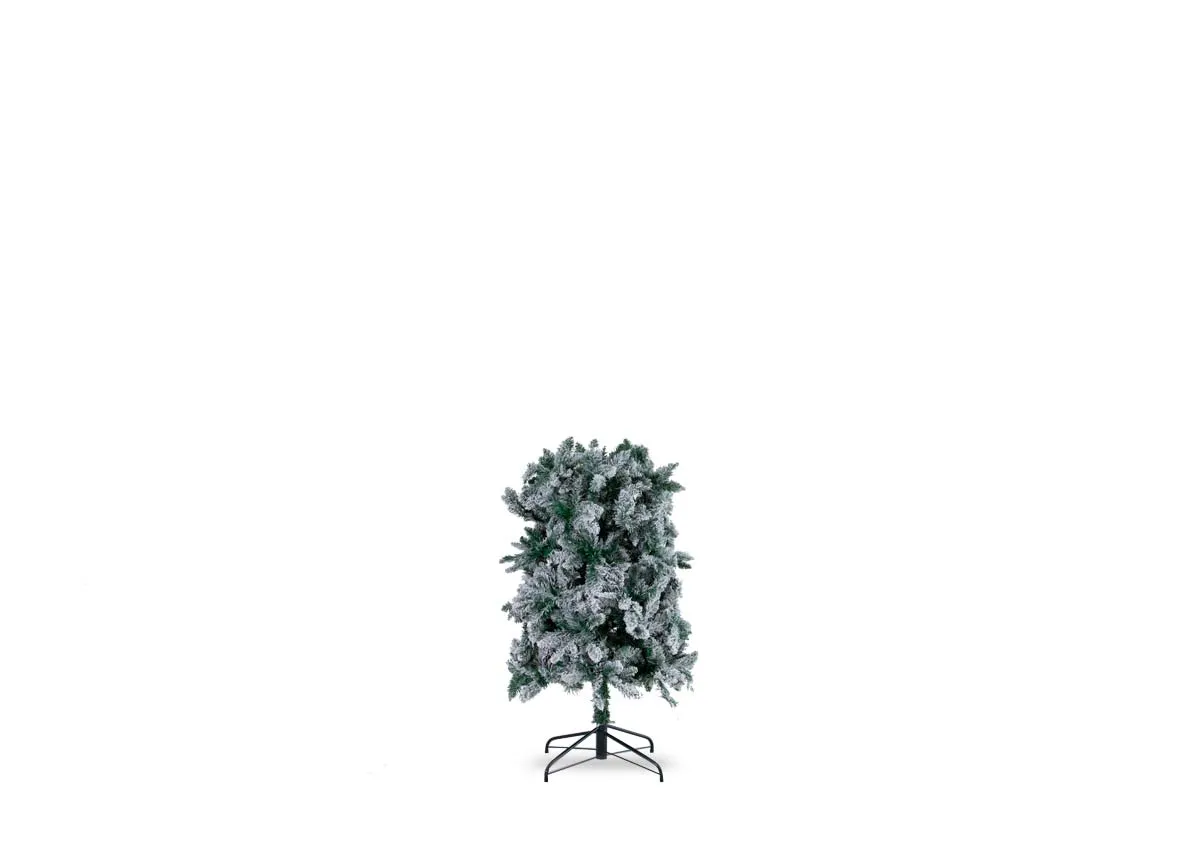 A slim 8ft white artificial christmas tree from EZ Livings Noble range. Closeup of metal base
