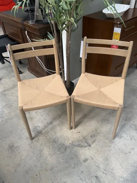 Dawn Straight Oak Dining Chair with Cord Seat x 1 (Tullamore Floor Model)