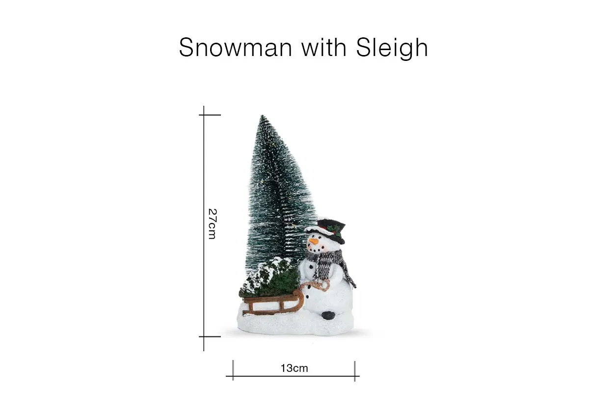 A dimension image of the Snowman with Sleigh with 13cm x 27cm