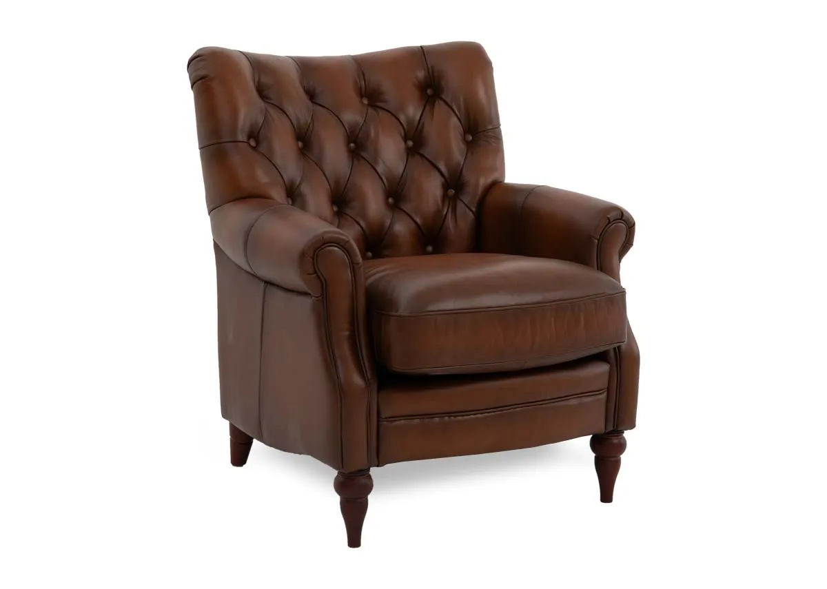 Brown Leather Accent Chair - Hudson